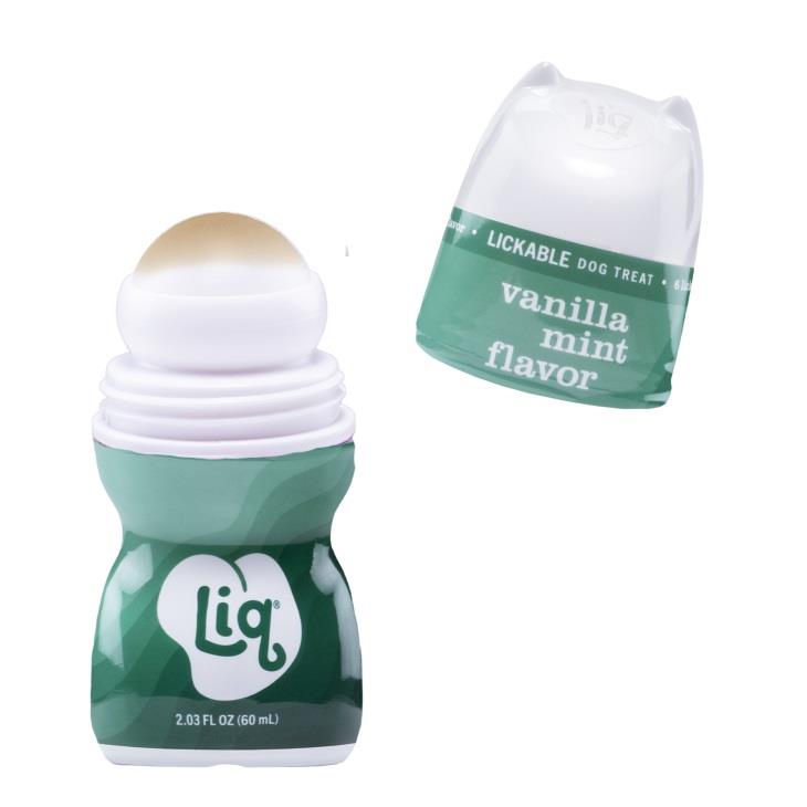 LIQ USA Vanilla and Mint Lickable Roller Dog Treat - 2.03 Oz - Case of 6  