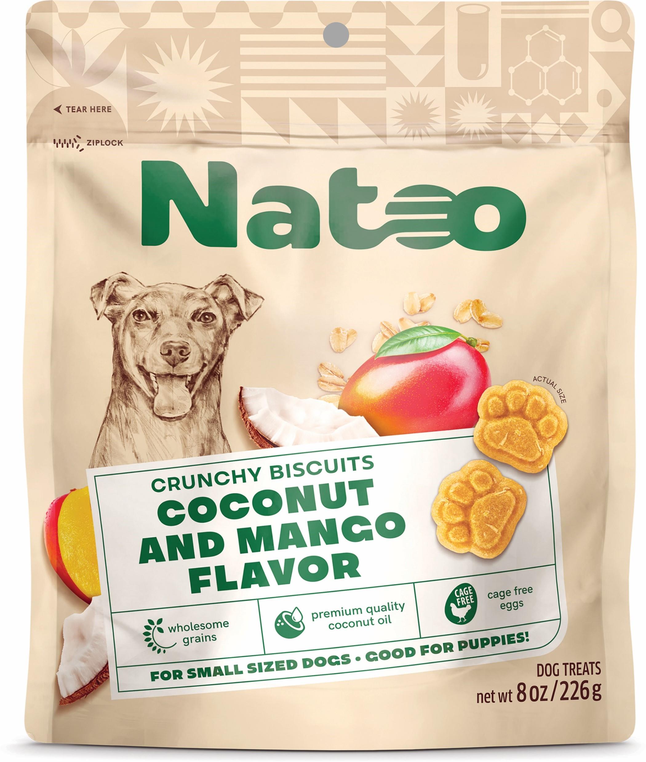 Natoo Coconut and Mango Small Bites Biscuits and Crunchy Dog Treats - 8 Oz  