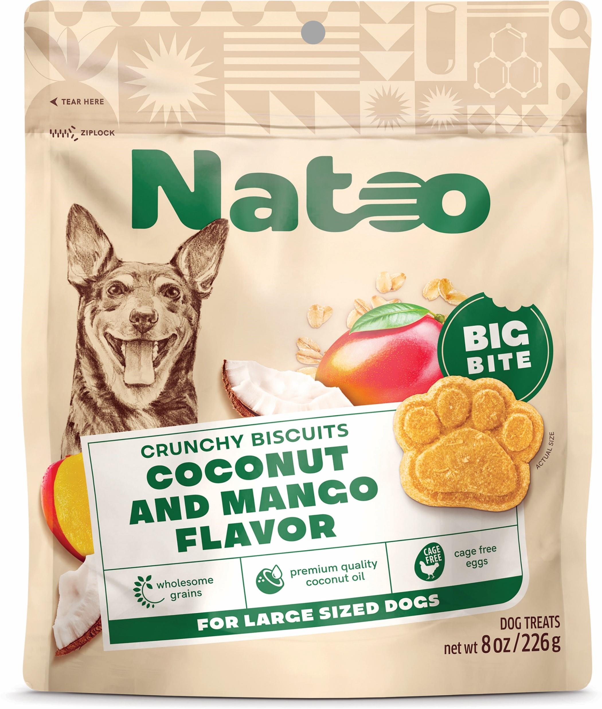 Natoo Coconut and Mango Big Bites Biscuits and Crunchy Dog Treats - 8 Oz  