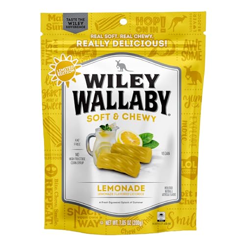 Wiley Wallaby Lemonade Licorice Real Fruit Soft and Chewy Dog Treats - 7.05 Oz - Case of 12