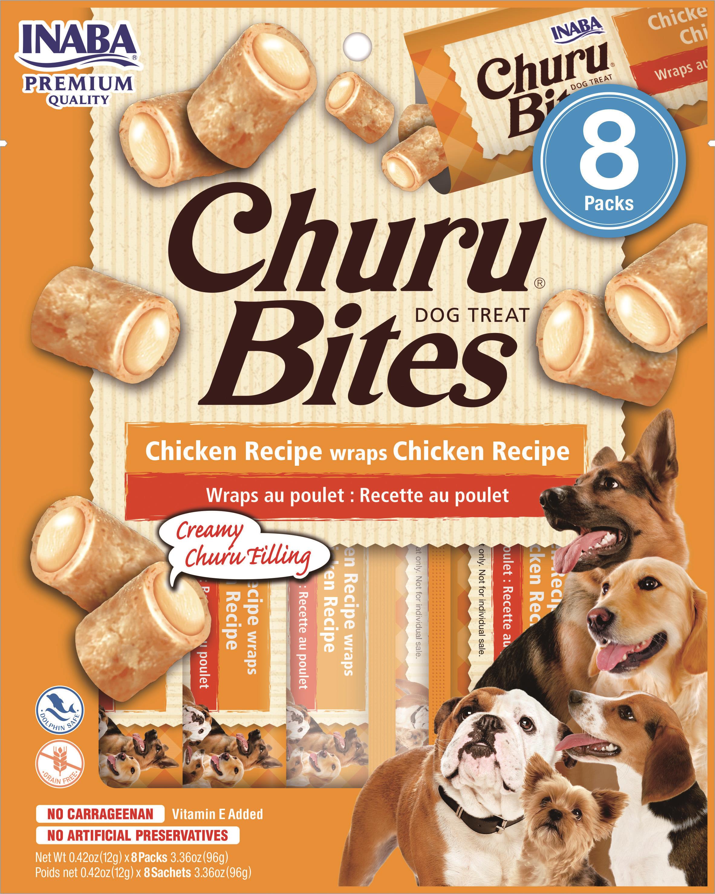 Inaba Churu Bites Chicken Wrapped Soft and Chewy Dog Treats - 4.2 Oz - Case of 6  