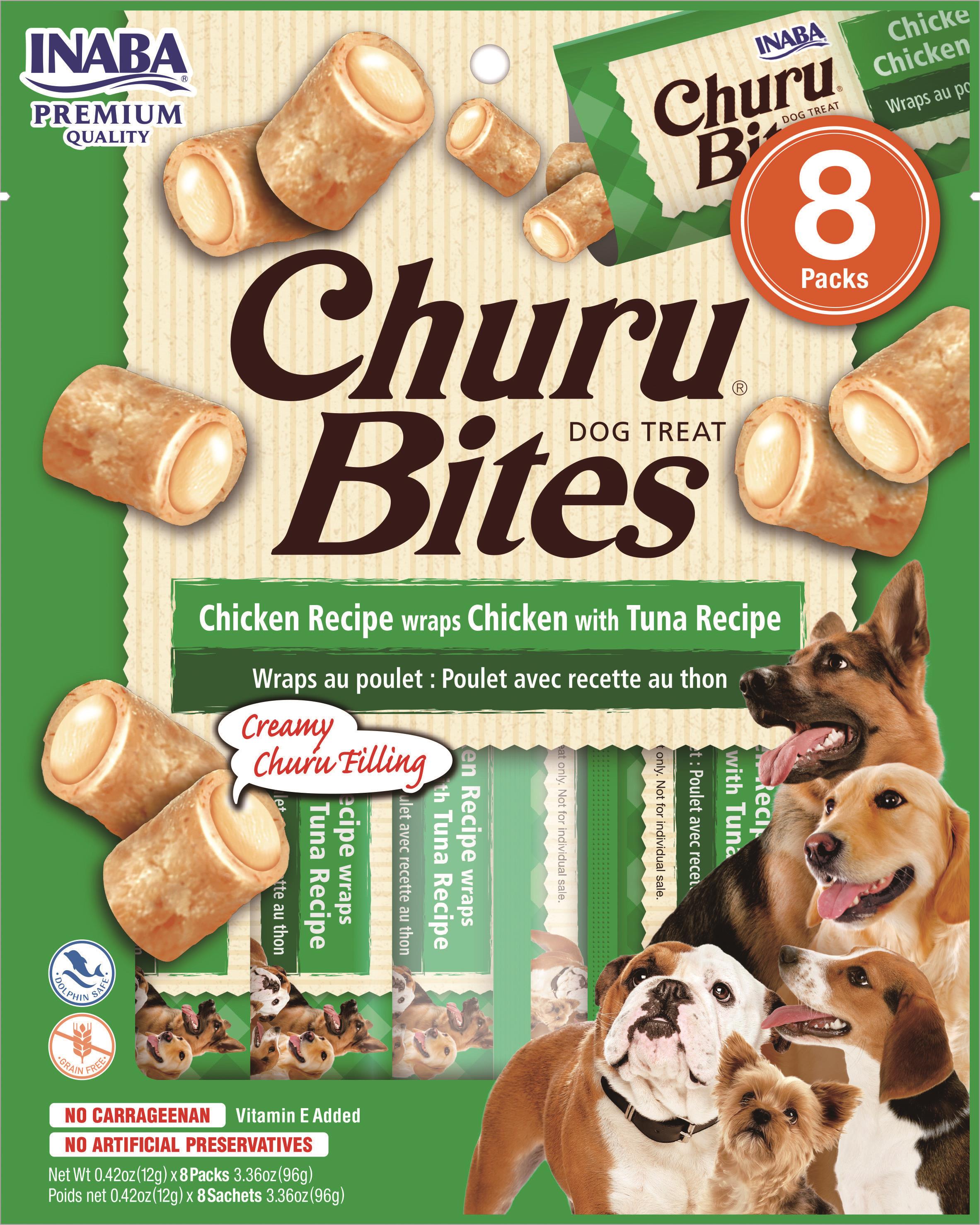 Inaba Churu Bites Chicken and Tuna Wraps Soft and Chewy Dog Treats - 3.36 Oz - Case of 6  