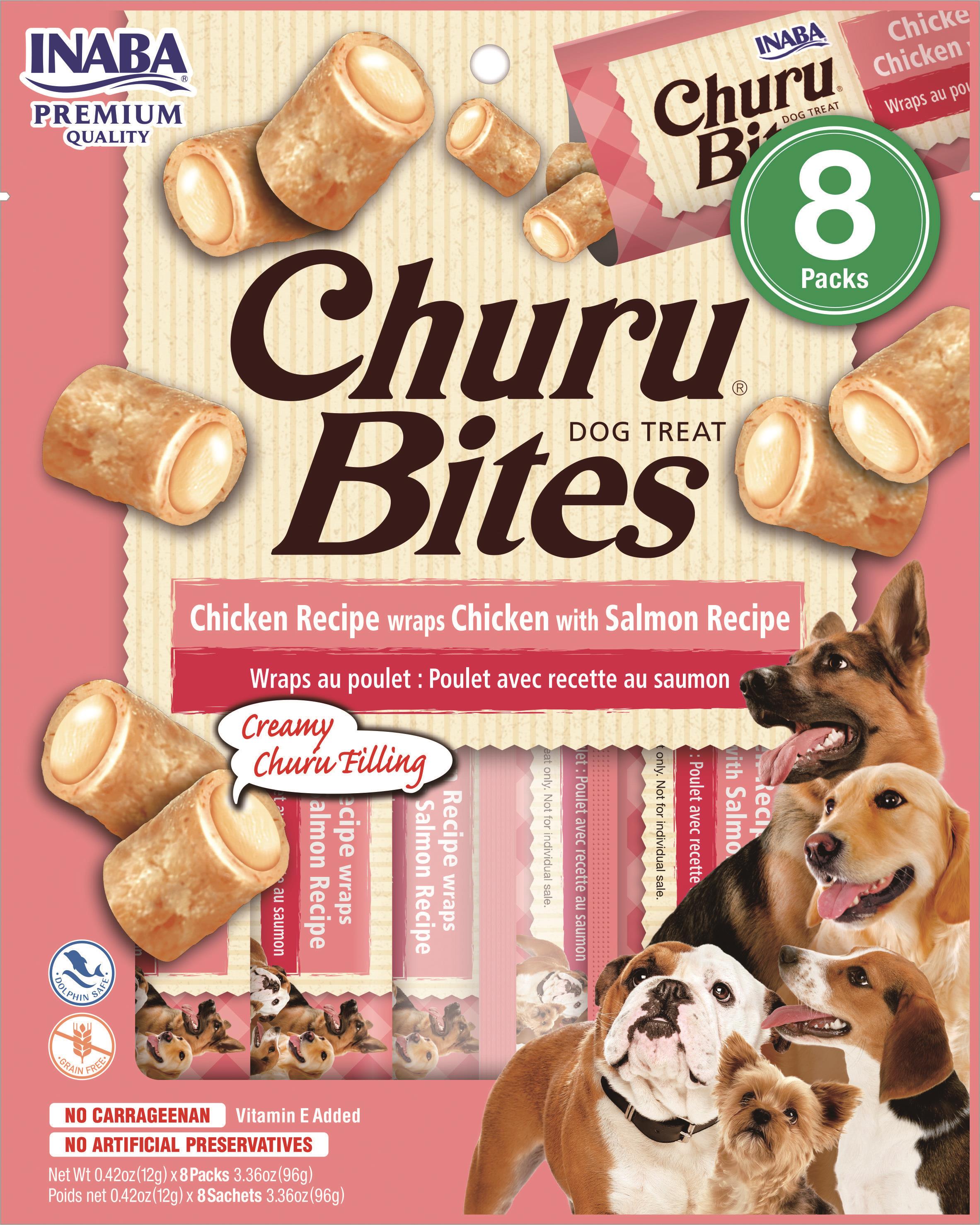 Inaba Churu Bites Chicken and Salmon Wraps Soft and Chewy Dog Treats - 4.2 Oz - Case of 6  