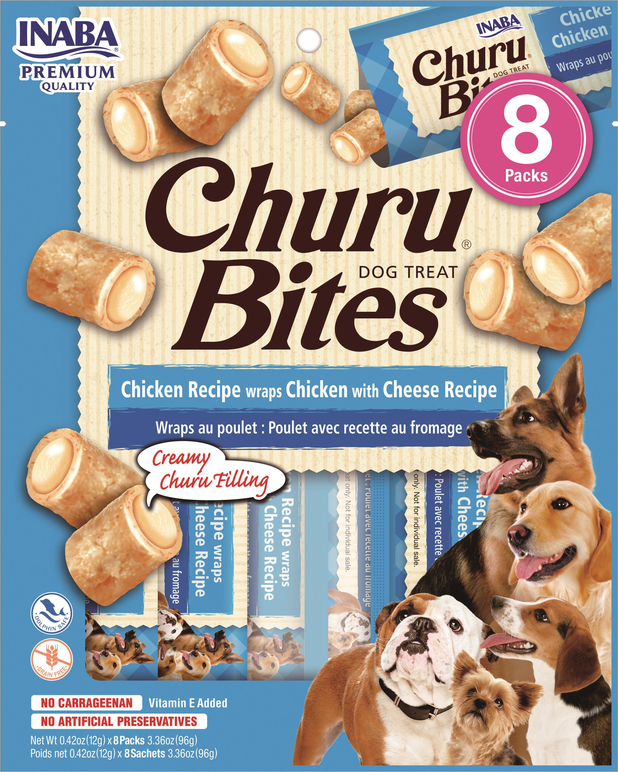 Inaba Churu Bites Chicken and Cheese Rolls Soft and Chewy Dog Treats - 4.2 Oz - Case of 6  