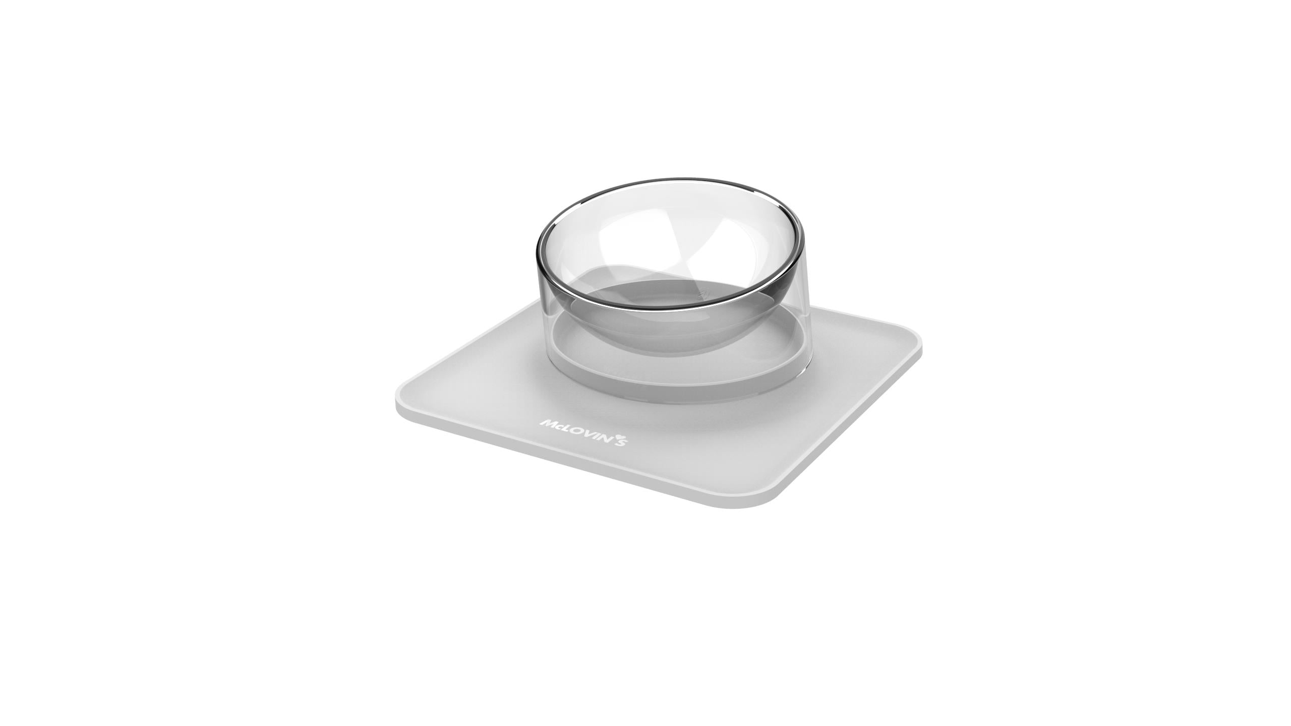 Mclovin's No-Spill Pet Bowl with Magnetic Mat - Gray  