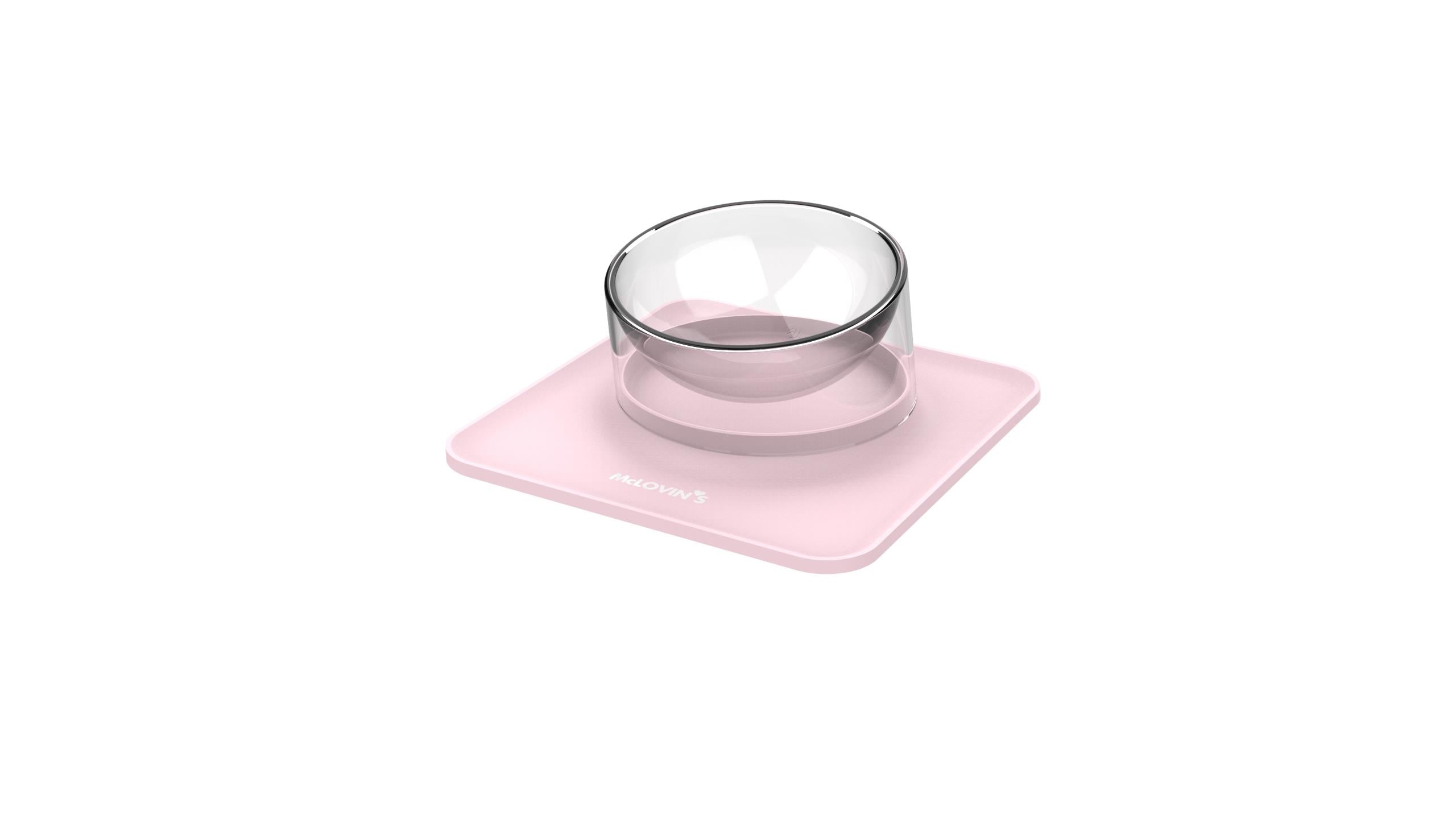 Mclovin's No-Spill Pet Bowl with Magnetic Mat - Pink  