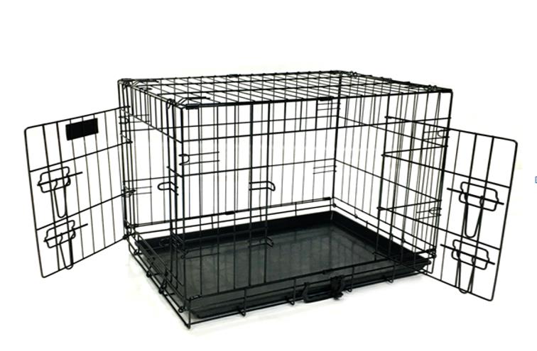 Mclovin's Pet Double Door Folding Metal Dog Crate - Black - 24