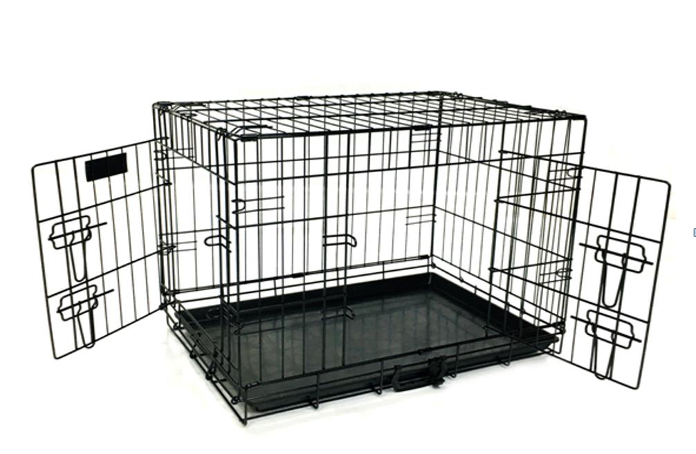 Mclovin's Pet Double Door Folding Metal Dog Crate - Black - 42