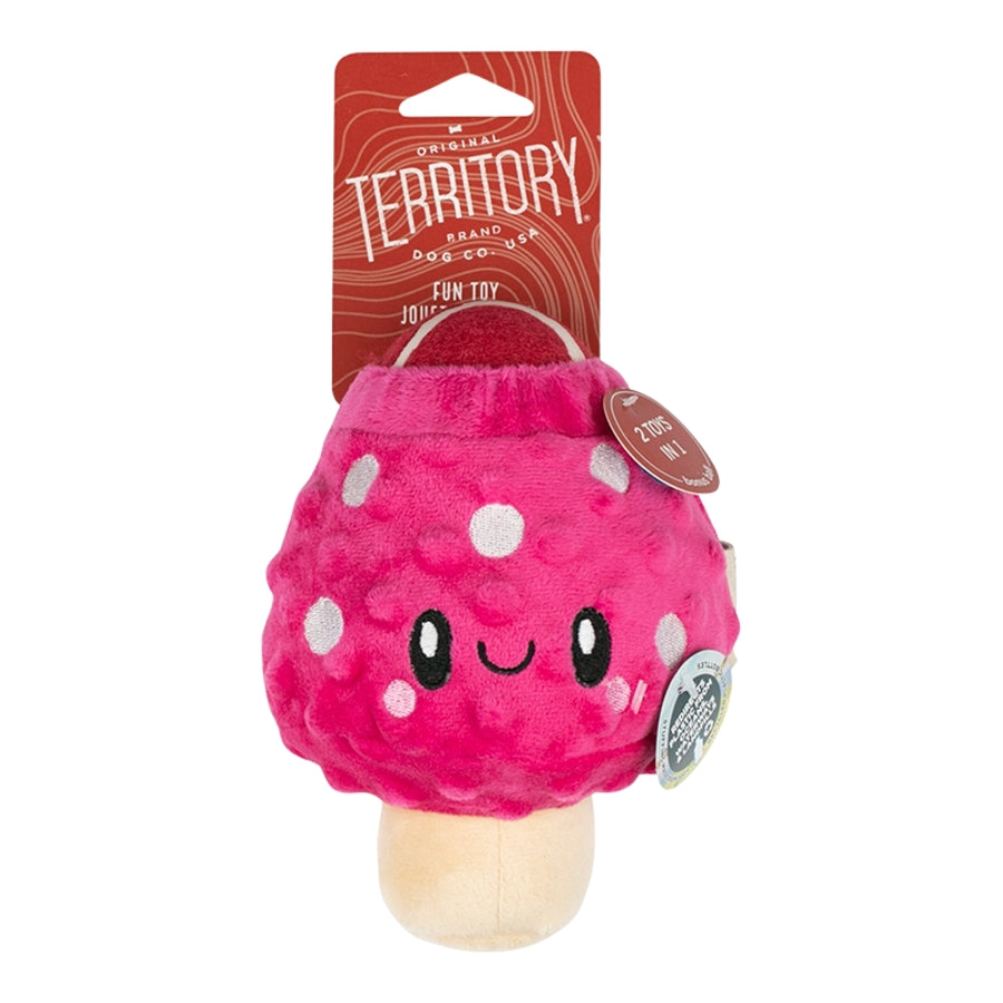 Territory 2-in-1 Mushroom Squeak and Plush Dog Toy with Removable Tennis Ball - 7 Inches