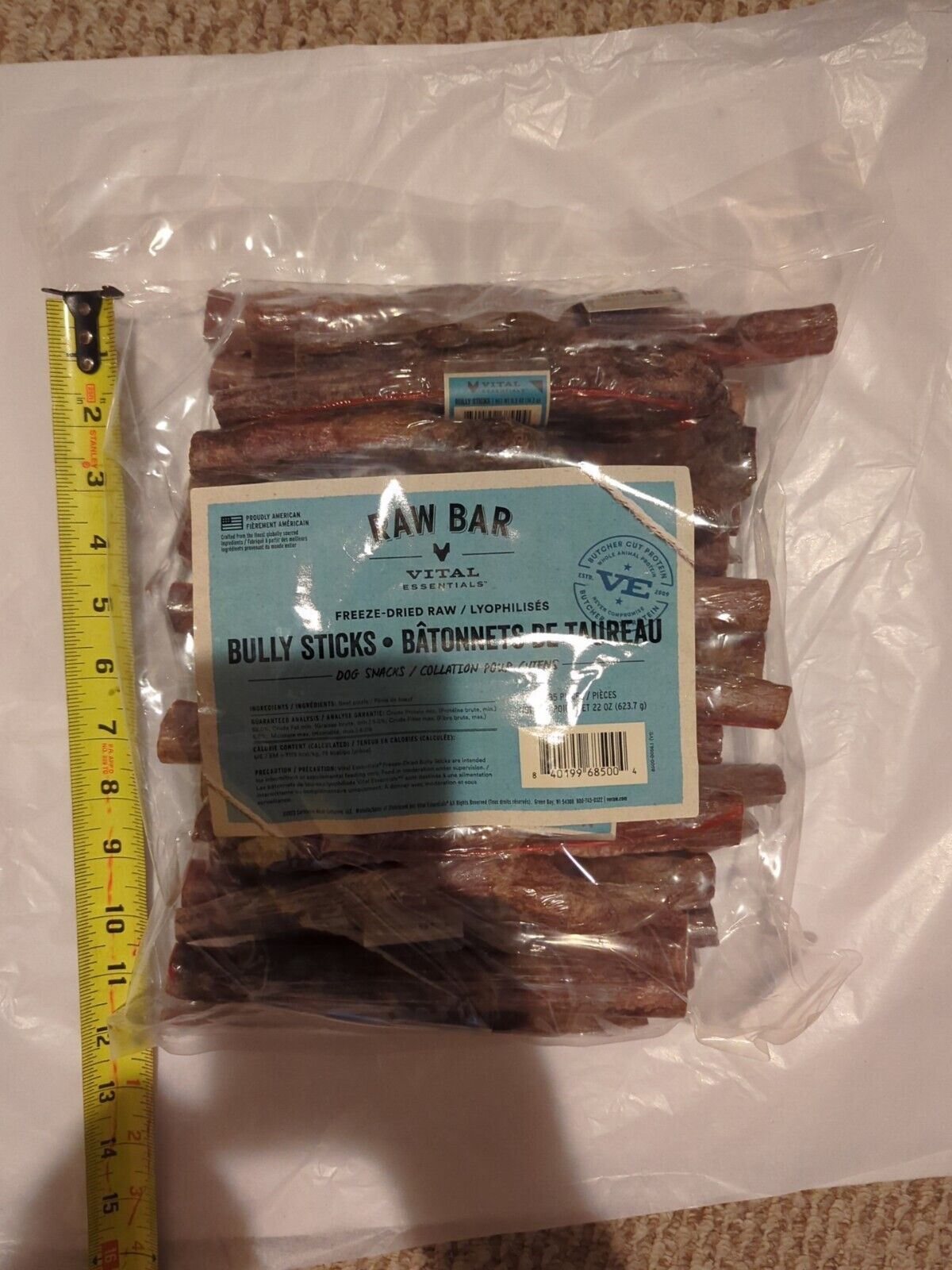 Vital Essential's Raw Bar Freeze-Dried Bully Sticks Natural Dog Chews - 35 Piece - 21 Oz  