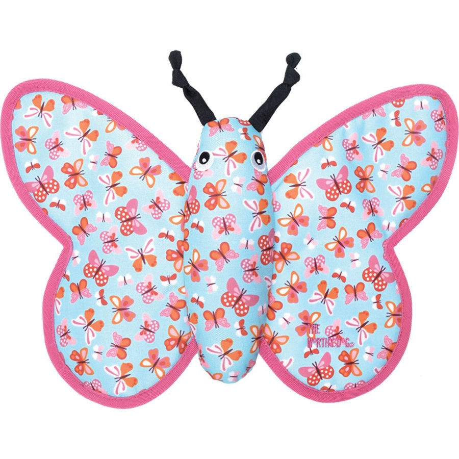 The Worthy Dog Butterfly Squeak Nylon and Plush Dog Toy