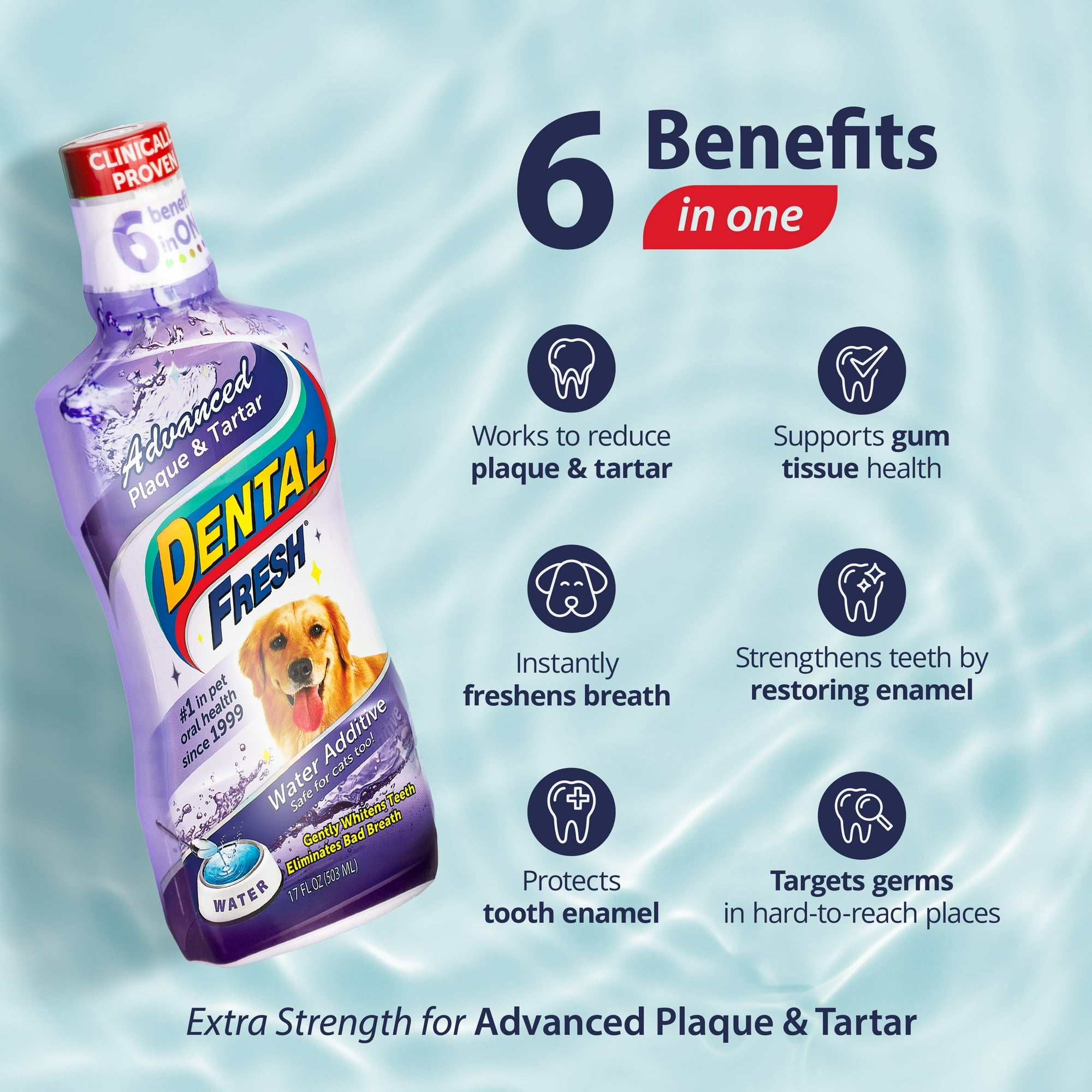 Synergy Labs Dental Fresh Advanced Plaque and Tartar Control Oral Health Cat and Dog Water Additive - 8 Oz