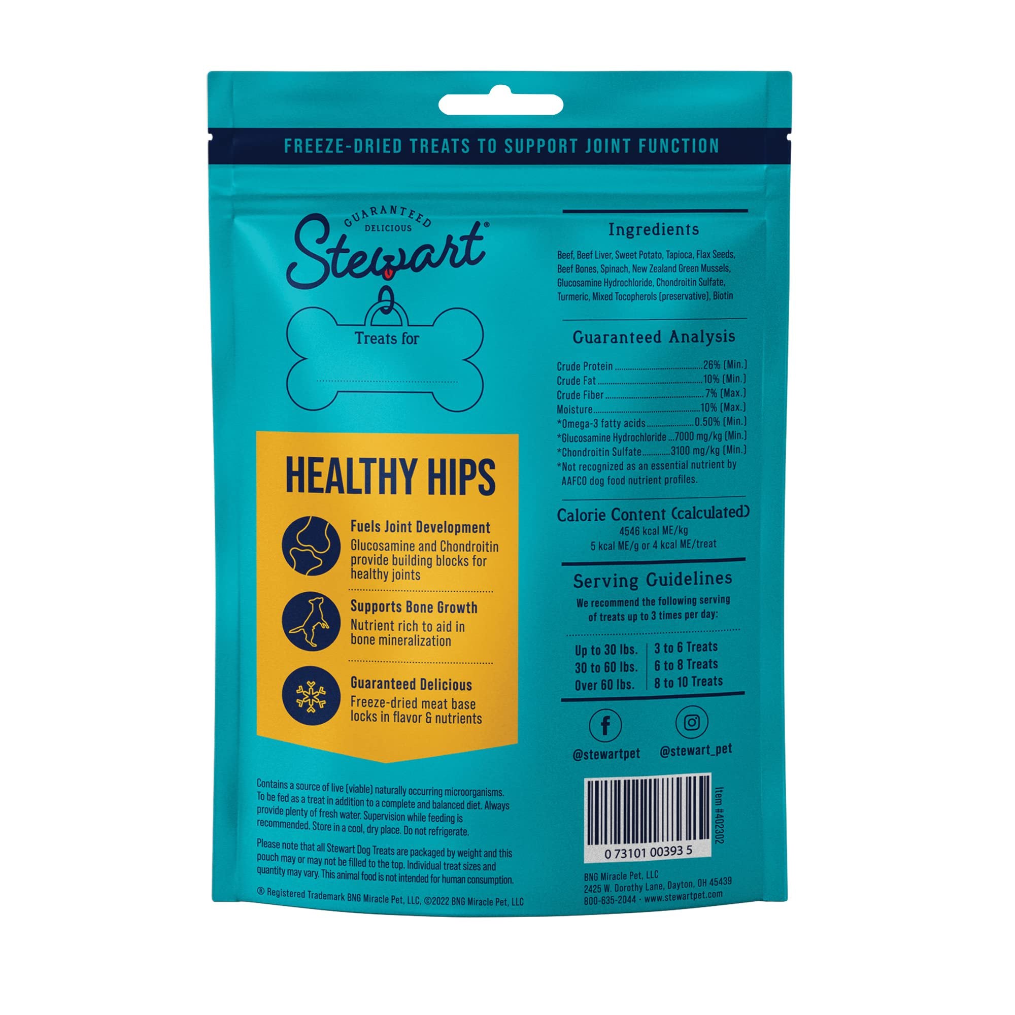 Stewart Healthy Hips Beef Sweet Potato with Glucosamine Freeze-Dried Dog Food Topper or Treats