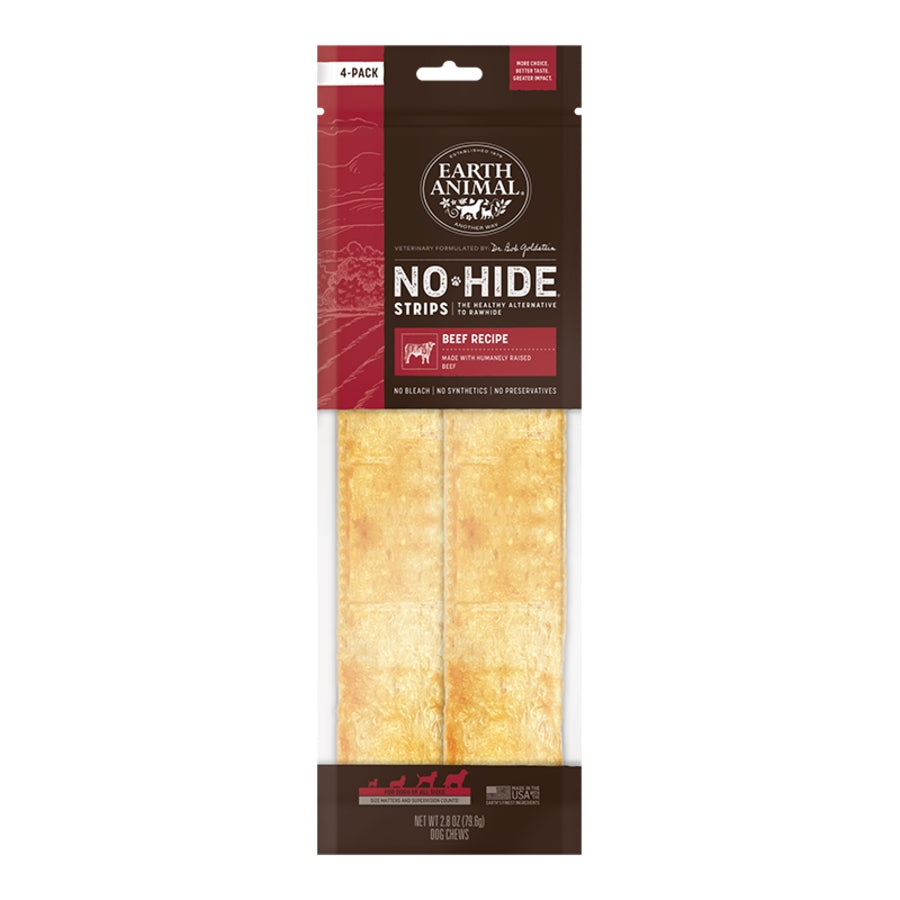 Earth Animal  No Hide Strips Beef Flavored Natural Dog Chews - 4 Pack