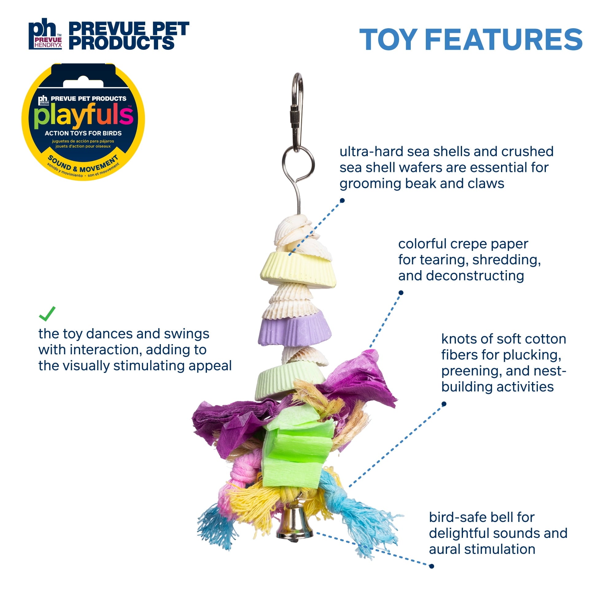Prevue Pet Products Tropical Teasers Cookies and Knots Engage and Forage Hanging Bird Toy