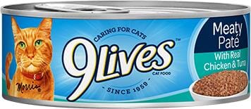 9 Lives Meaty Pate with Chicken and Tuna Dinner Canned Cat Food  