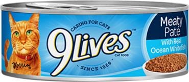 9 Lives Meaty Pate with Ocean Whitefish Dinner Canned Cat Food  