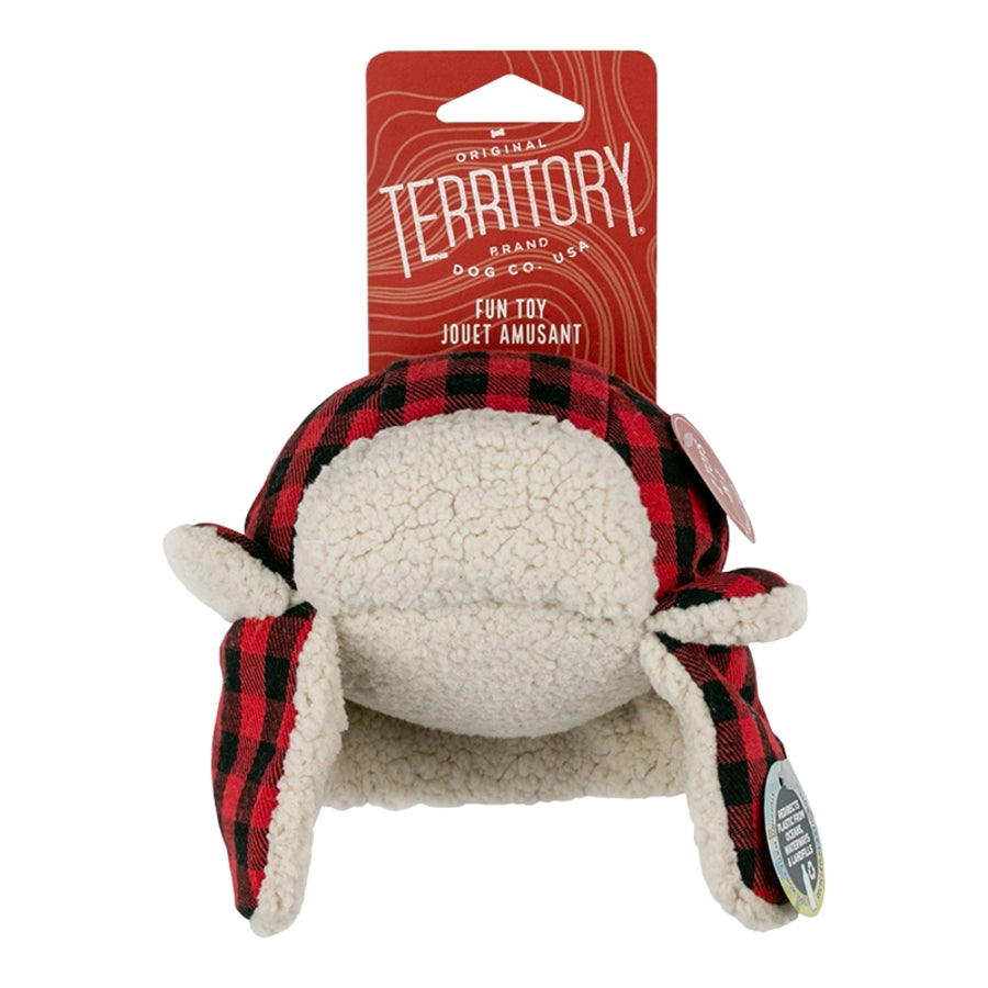 Territory 2-in-1 Trapper Hat Squeak and Plush Dog Toy with Removable Tennis Ball - 7 Inches