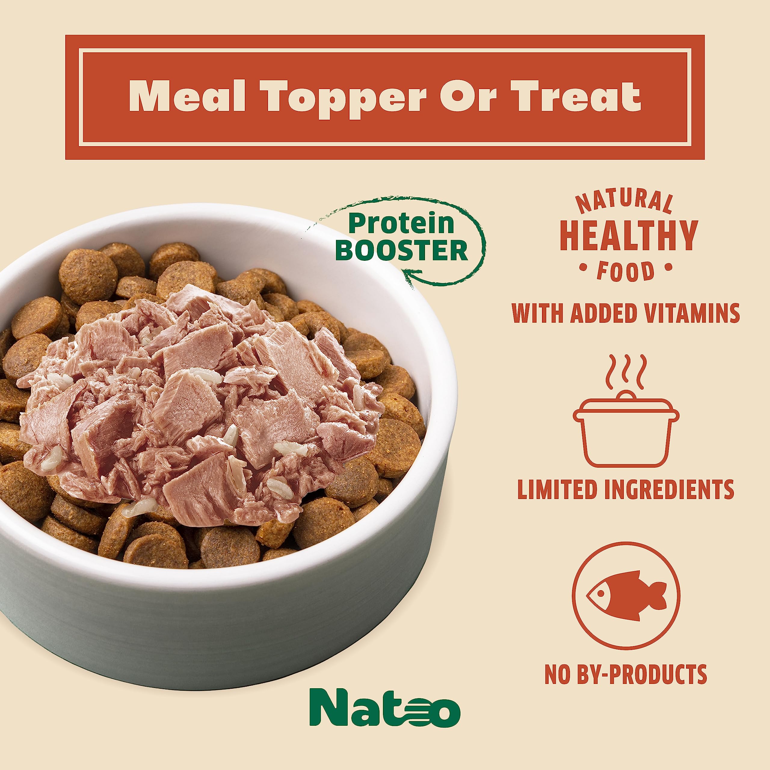 Natoo Limited Ingredient Diet Tuna and Brown Rice Cat Food Toppers - 2.4 Oz - Case of 20  