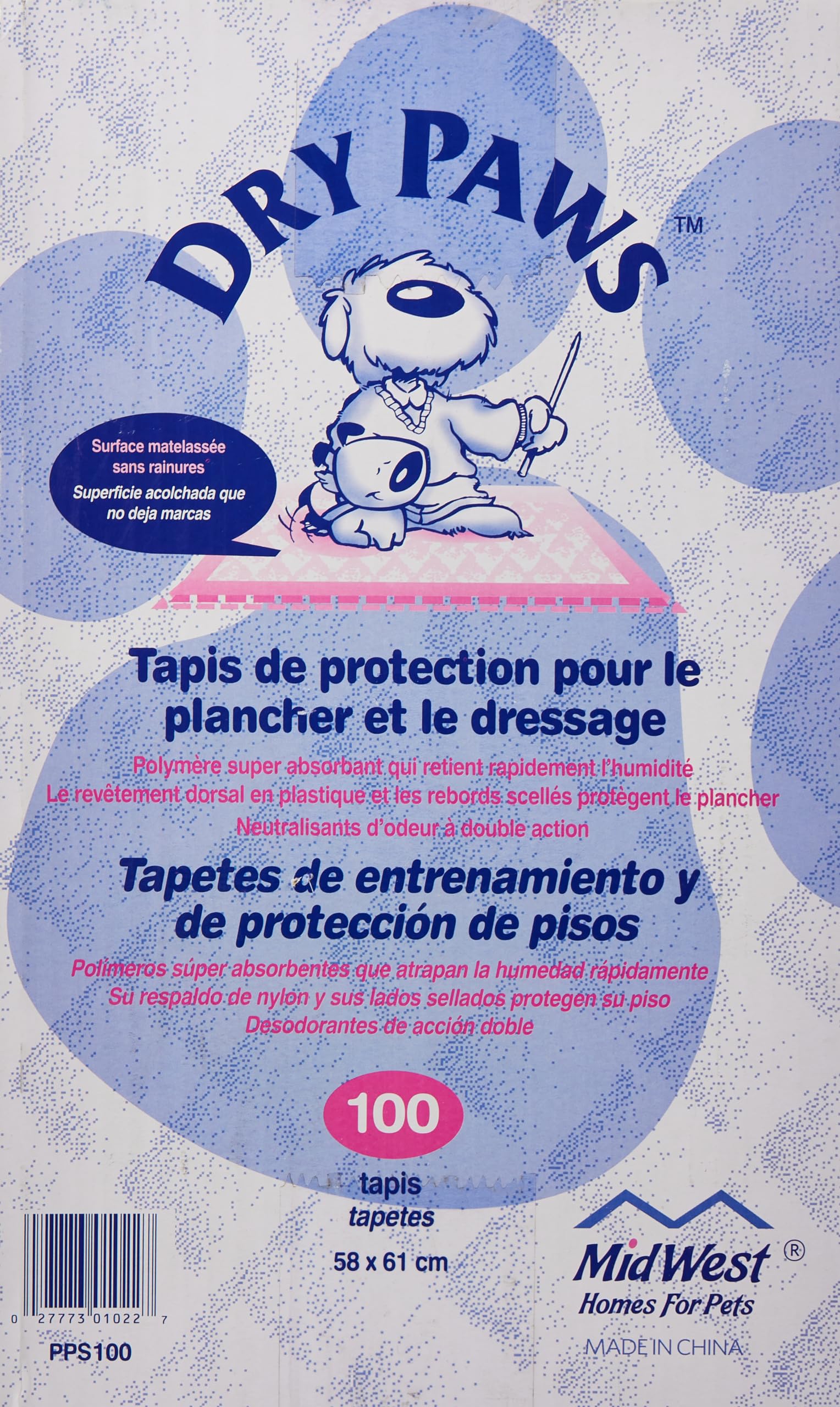 Midwest Dry Paws Absorbent and Quilted Floor and Training Dog Pads - 100 Pack - L:23