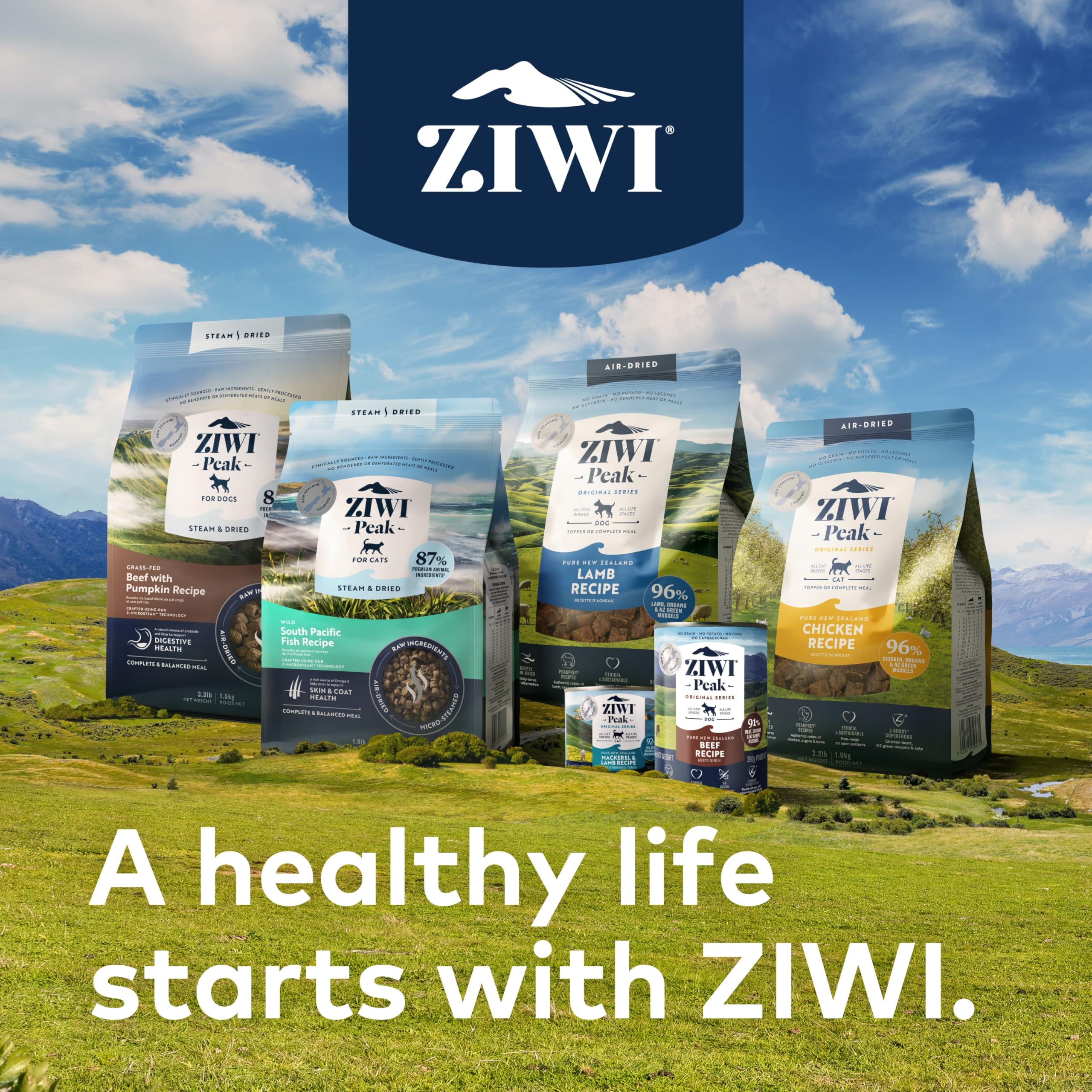 Ziwi Peak Grass-Fed Lamb with Green Vegetables Recipe Steam-Dried Dog Food