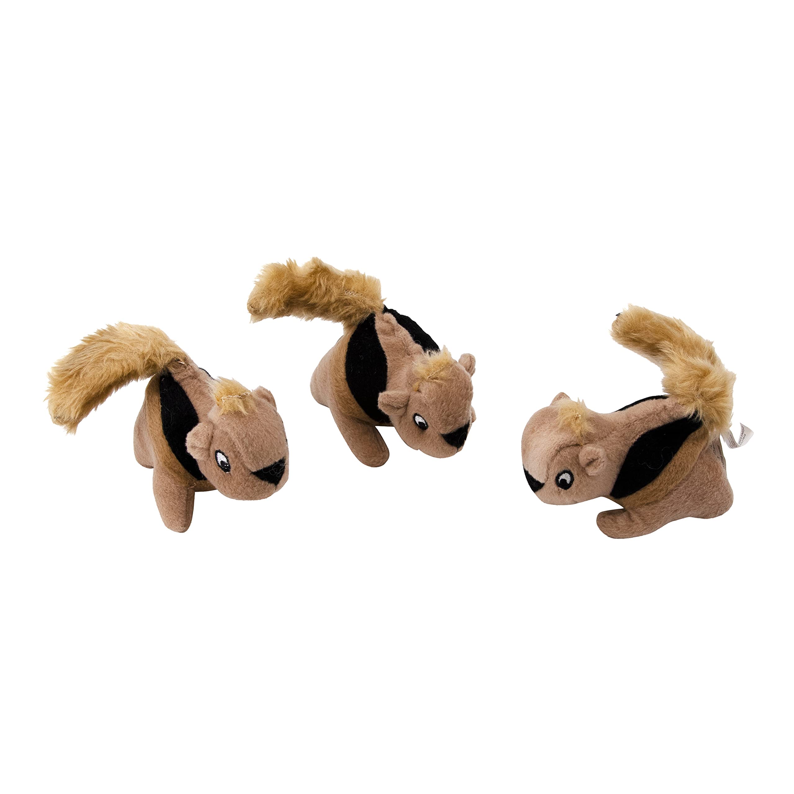 Outward Hound Squeakn' Animals Squirrel Squeak and Plush Dog Toys - Brown - 3 Pack  