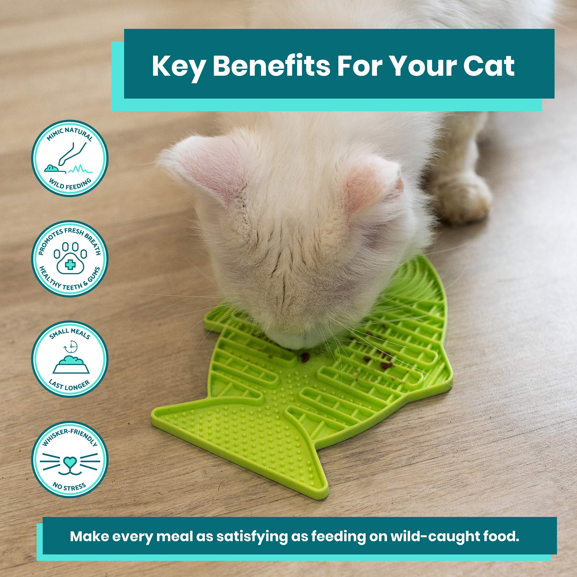 Innovative Pet Lickimat Casper Slow Feeding Mat for Cats - Turquise  