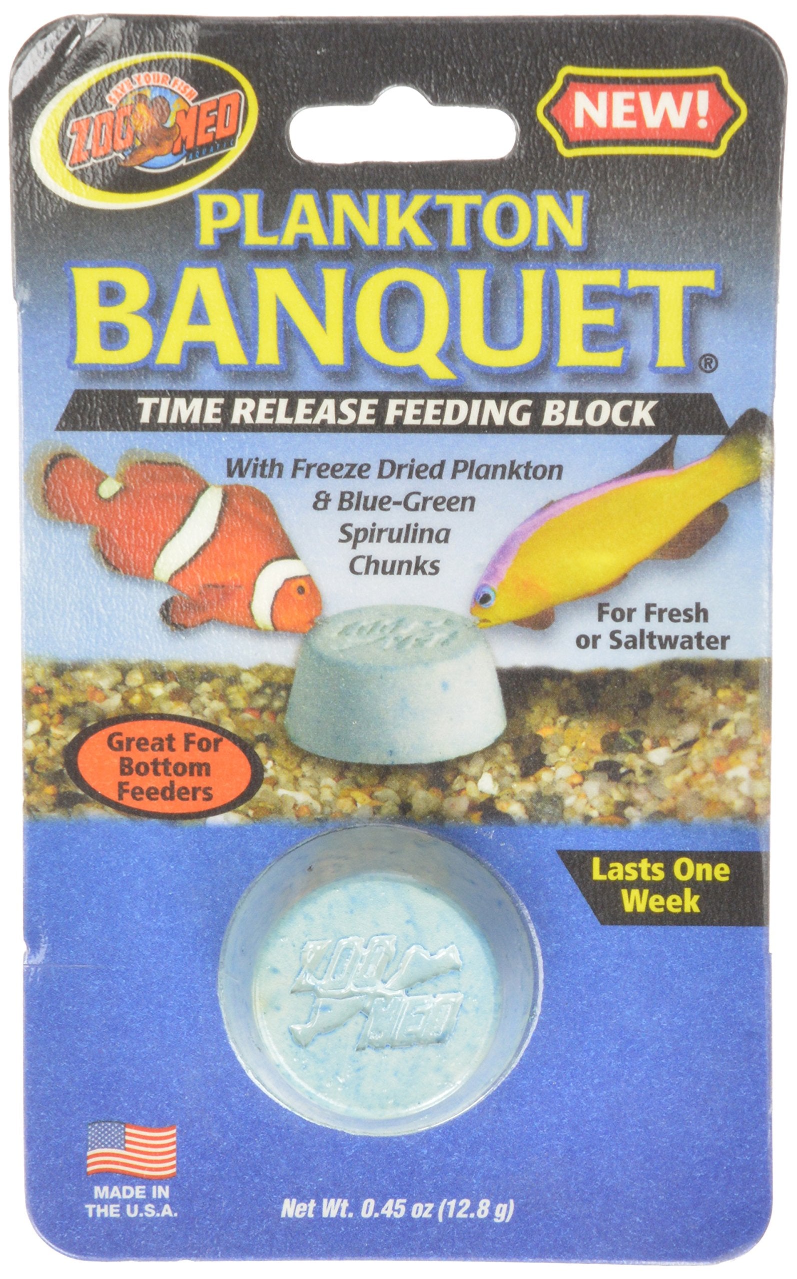 Zoo Med Laboratories Plankton Banquet Block Time-Release Saltwater or Freshwater Fish Food - Regular  