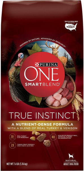 Purina One SmartBlend True Instinct Turkey and Venison Dry Dog Food - 7.4 Lbs - Case of 4