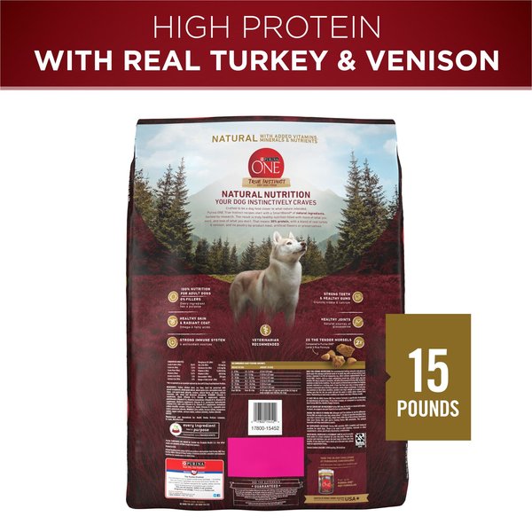 Purina One SmartBlend True Instinct Turkey and Venison Dry Dog Food - 15 Lbs