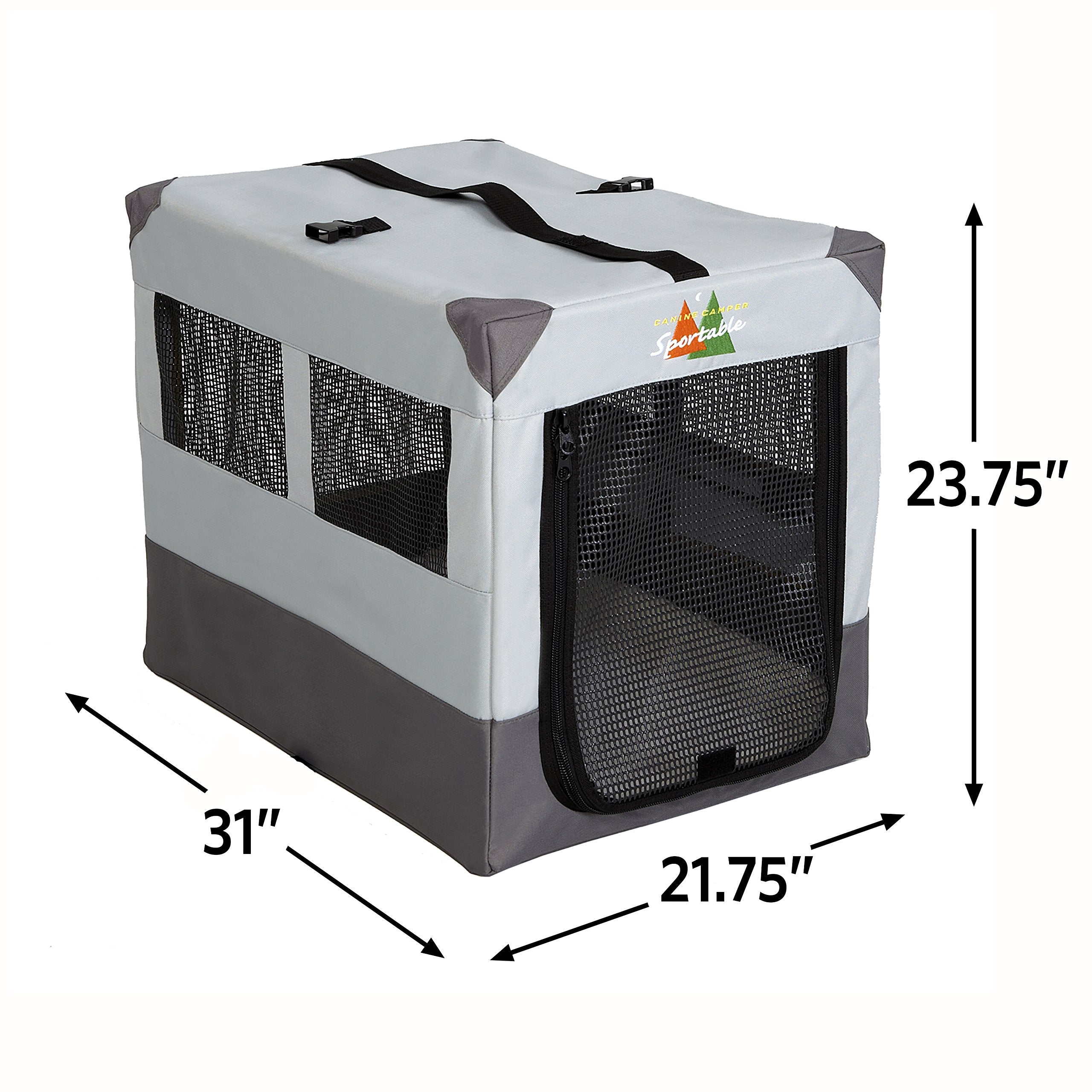 Midwest Canine Camper Pop-Up Tent Soft Folding Dog Crate - Green - 36" X 25.5" X 28" In  