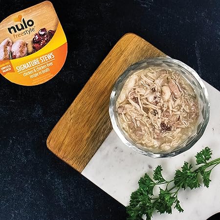 Nulo Freestyle Signature Stews Chicken Liver Broth Kitten and Adult Wet Cat Food Trays - 2.8 Oz - Case of 24