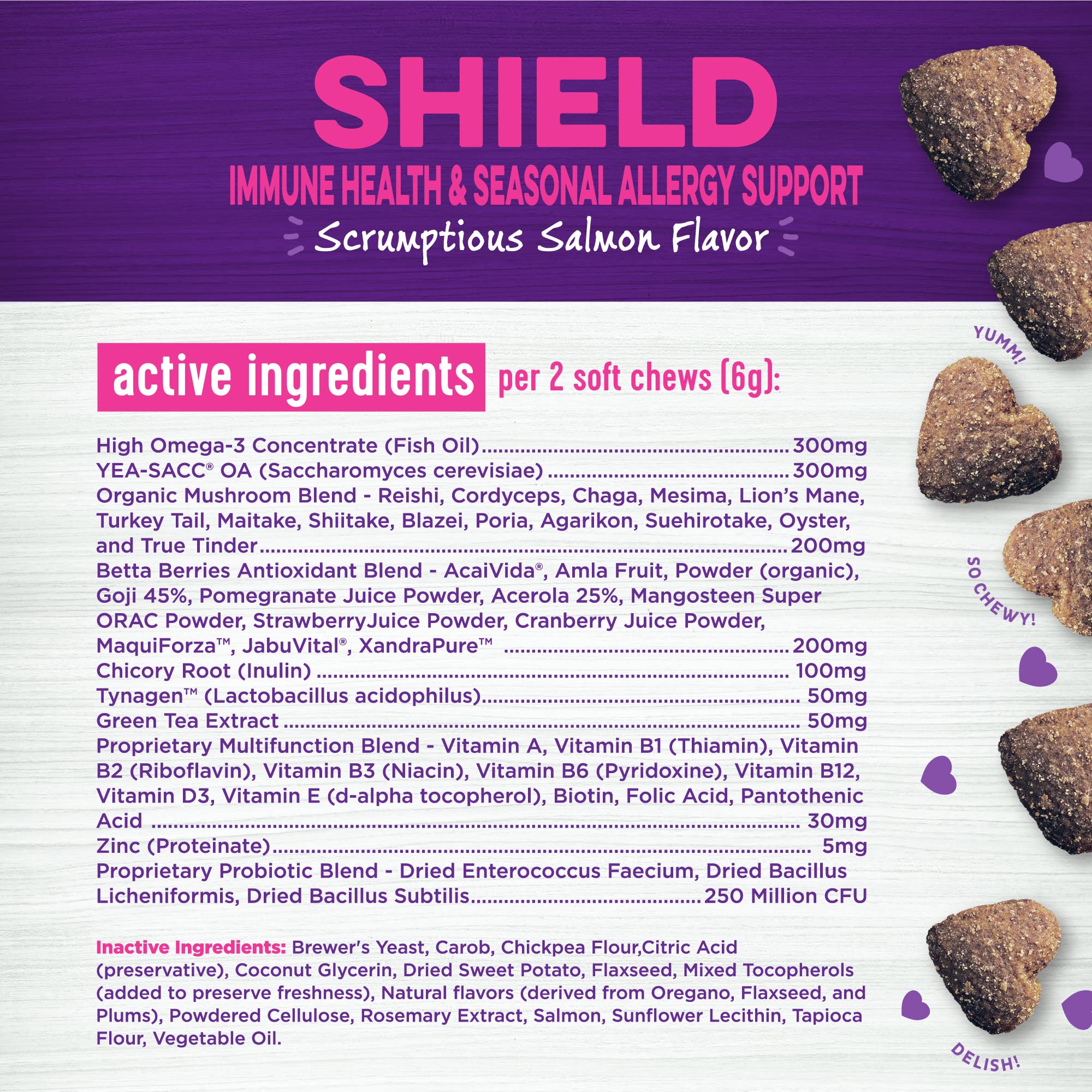 Wellness Shield Immune and Allergy Support Salmon Flavor Soft Chew Dog Supplements - 45 Count  