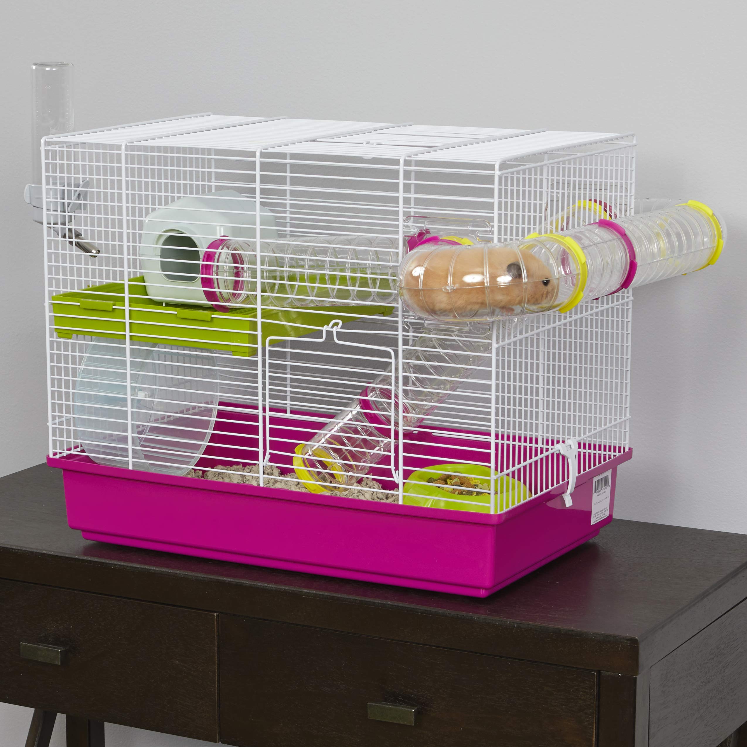 Ferplast Laura Fun and Interactive Hampster Cage with Accessories - Pink - 39" X 22" X 18" Inches  