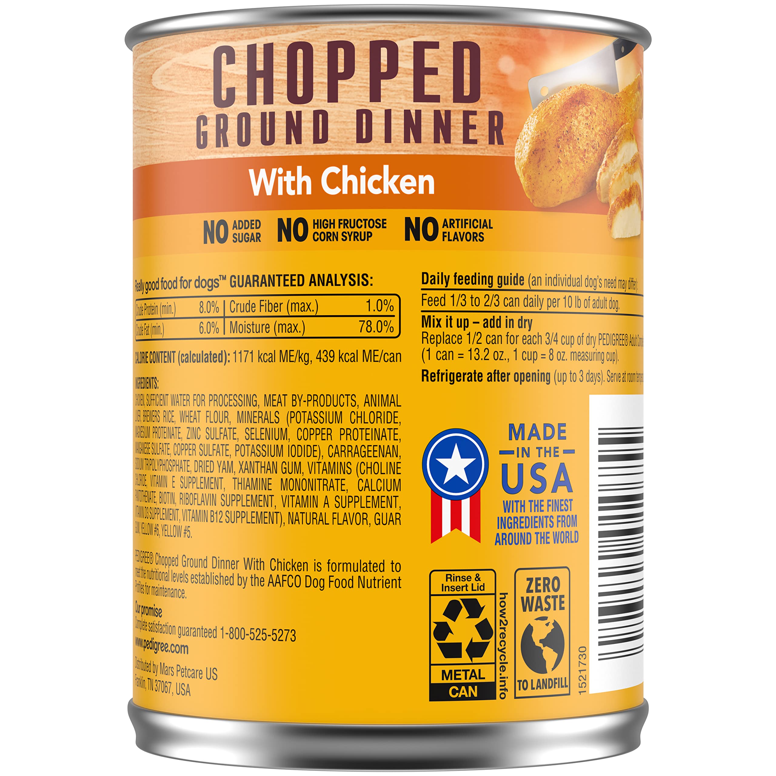 Pedigree Chopped Ground Dinner Chicken Canned Dog Food - 13.2 Oz - Case of 12  