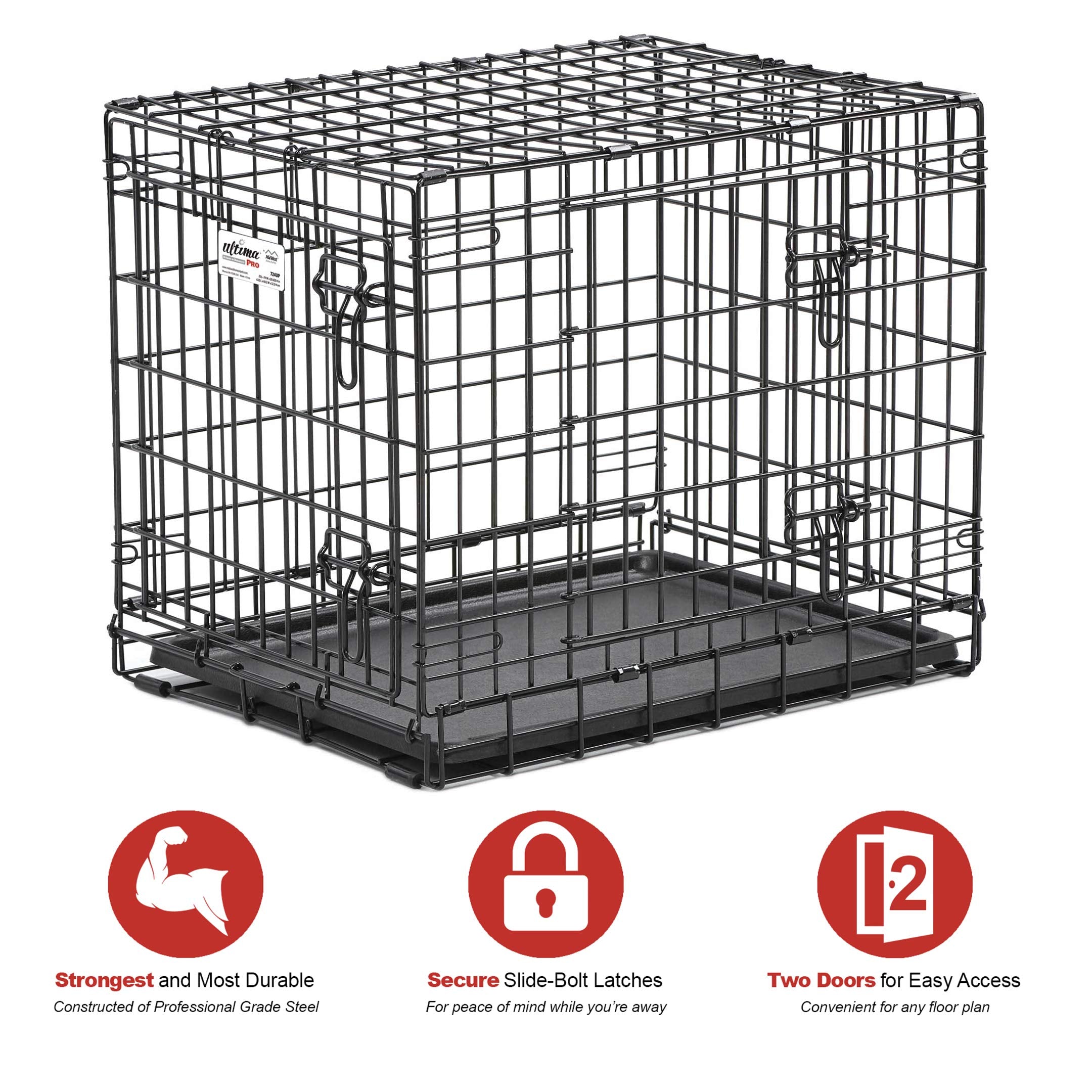 Midwest Lifestages Metal Folding Double Door Dog Crate with Divider - 30" X 21" X 24" Inches  