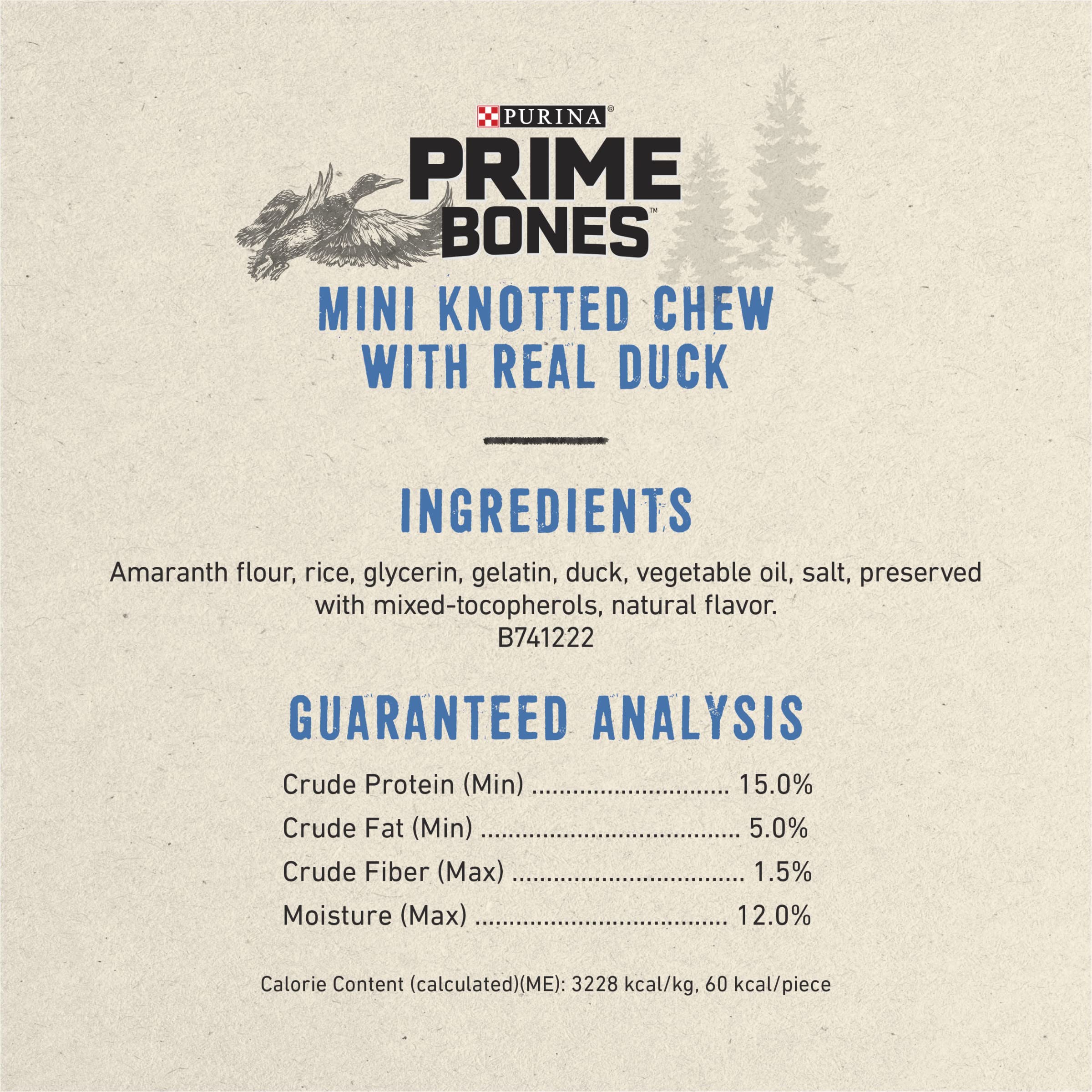 Purina Prime Bone Mini Knotted Duck Natural Hard Chews Dog Treats - 10.2 Oz - Case of 5  