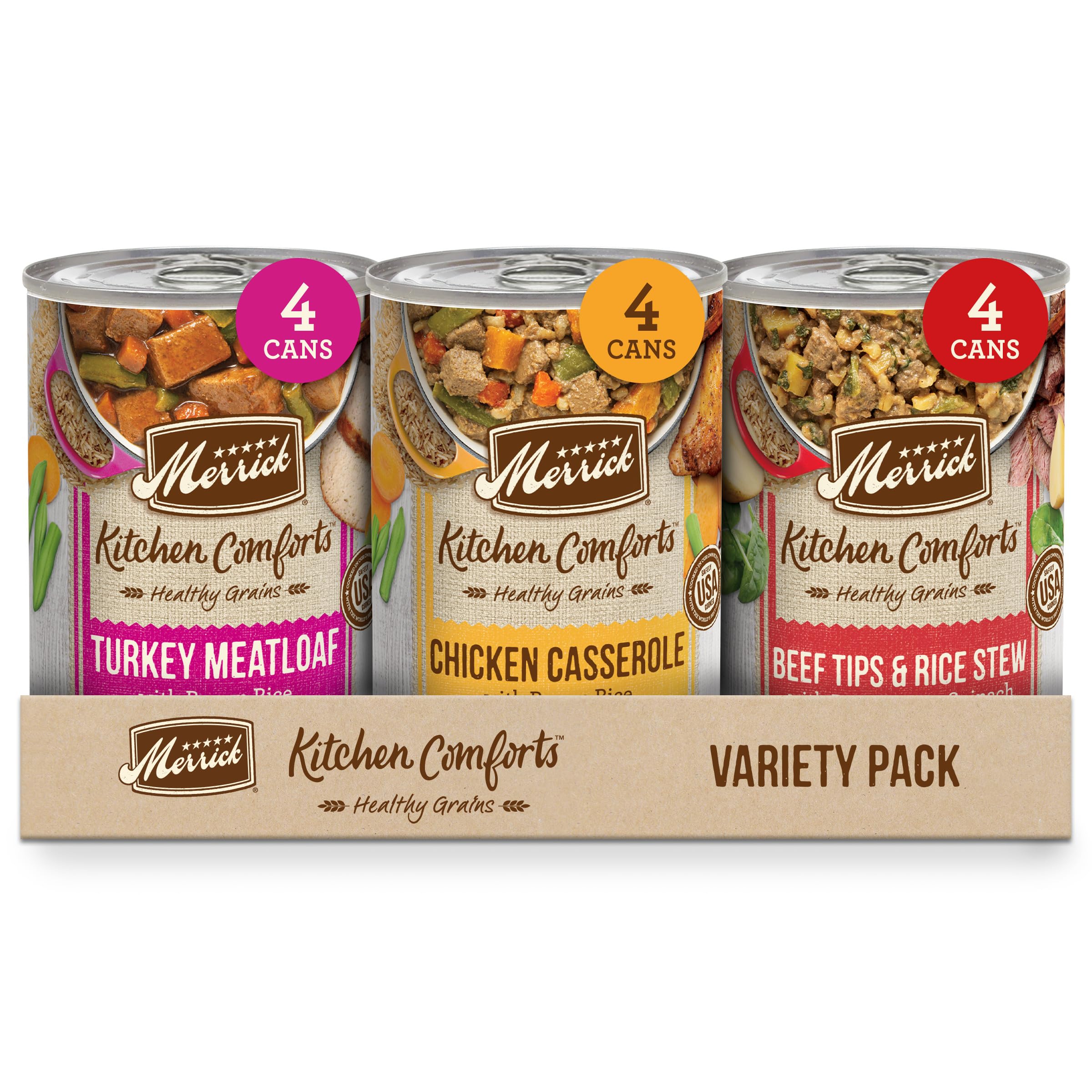 Merrick Healthy Grains Kitchen Comforts Beef Tips and Rice Canned Dog Food - 12.7 Oz - Case of 12  