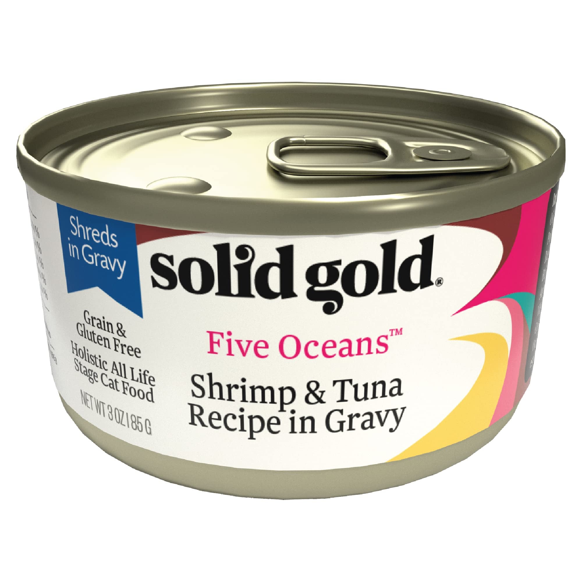 Solid Gold Five Oceans Grain-Free Shrimp and Tuna in Gravy Recipe Canned Cat Food - 3 Oz - Case of 24  