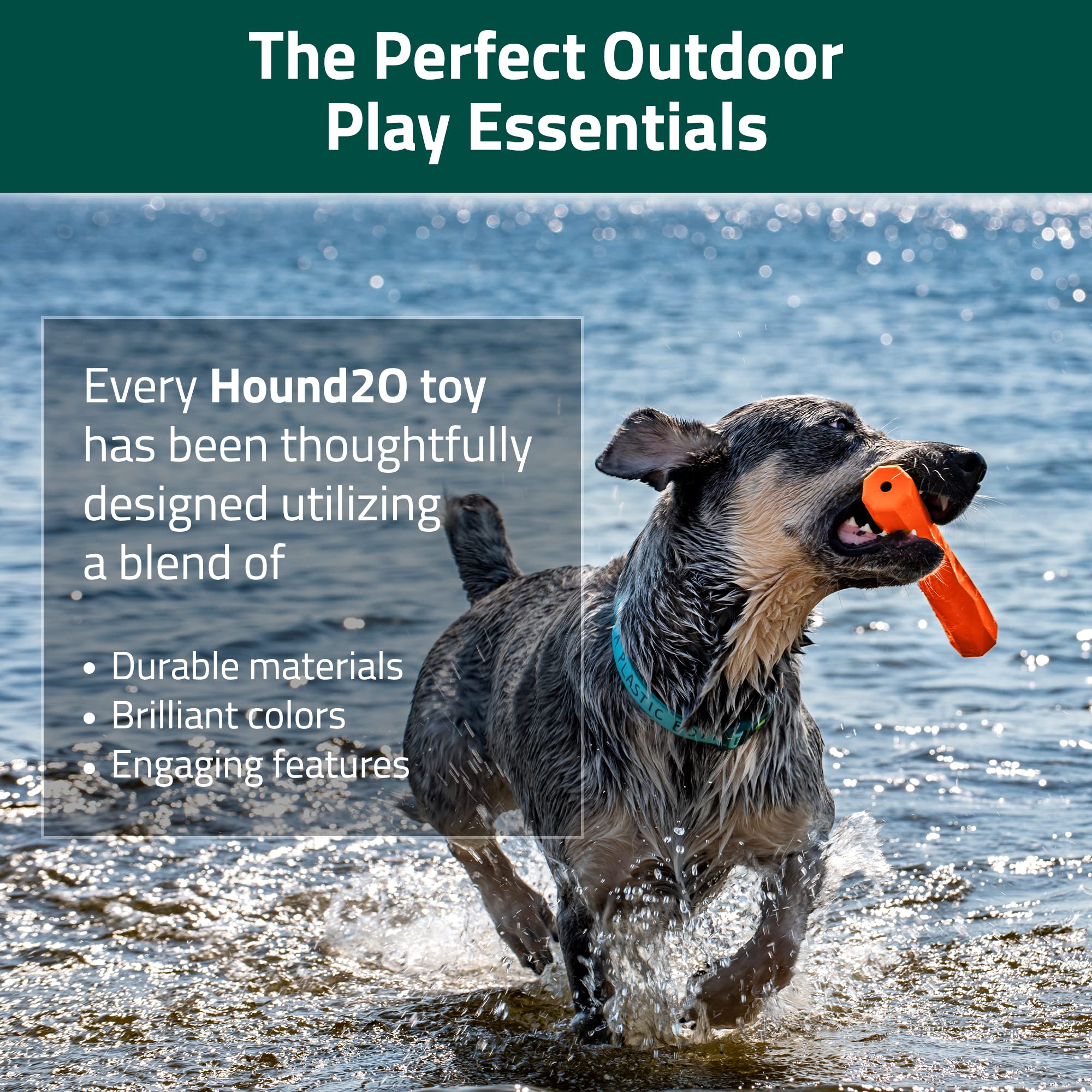 Playology Hound2O Fetch Stick Treat Inserting Durable Rubber Dog Toy - Orange  