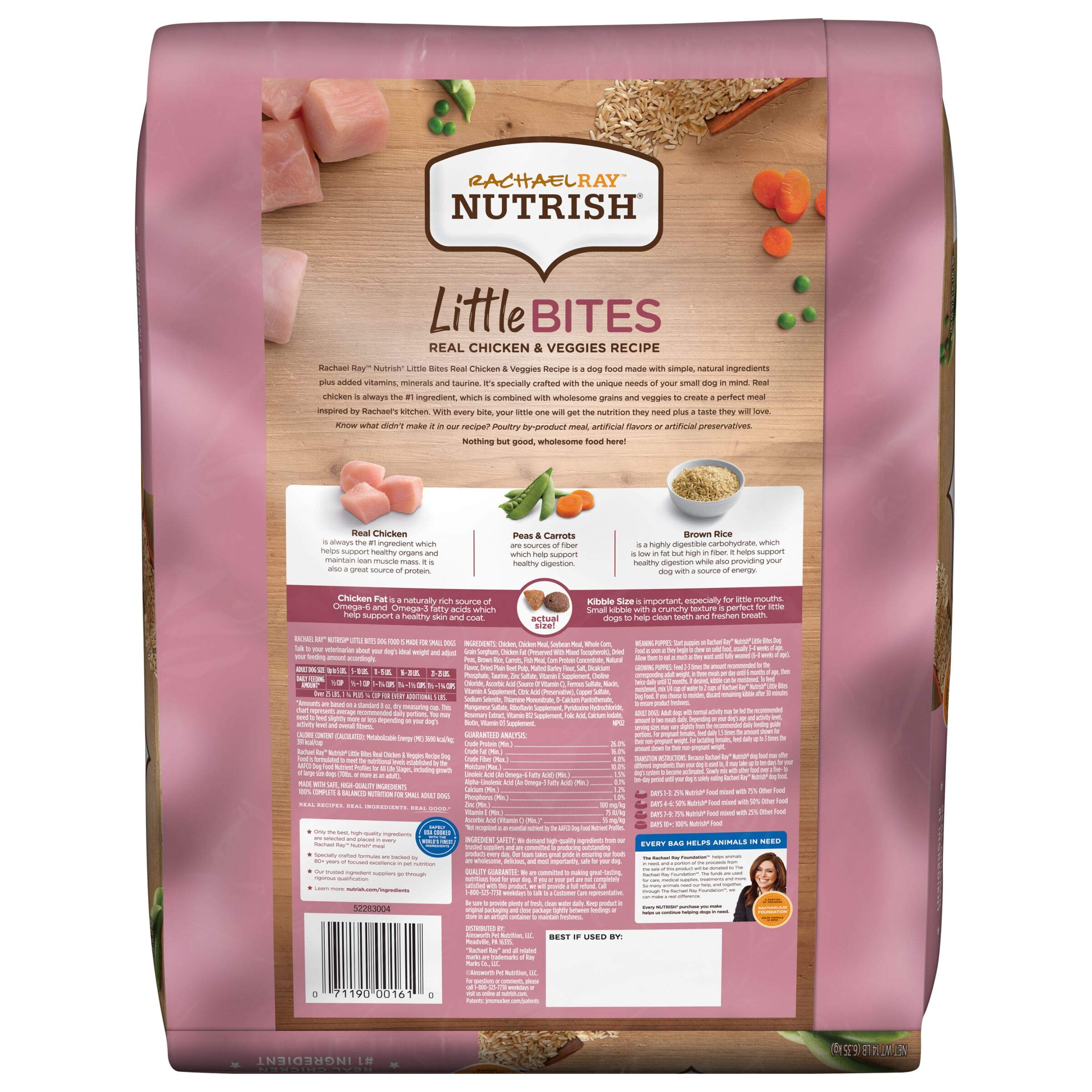 Rachael Ray Nutrish Little Bites Chicken and Veggie Formula Small-Breed and Puppy Premium Dry Dog Food - 14 Lbs  