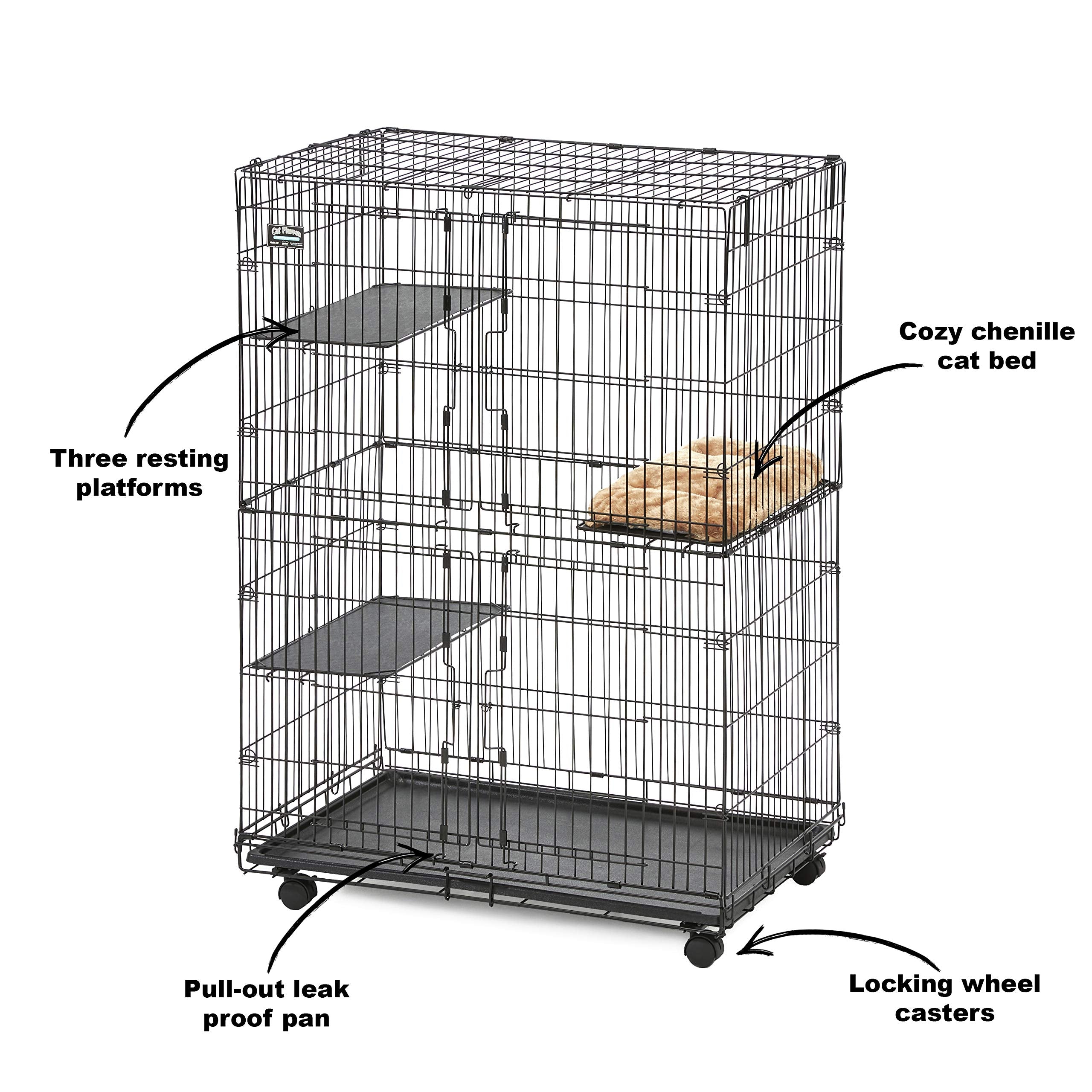 Midwest Collapsible Multi-Lounging Metal Caged Cat Playpen - 36" X 23.5 X 51" Inches  