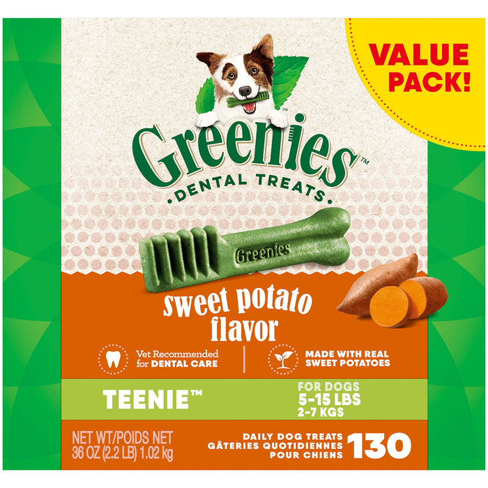 Greenies Sweet Potato Dental Bone Dog Treats - Value Pack - Teenie - 36 Oz