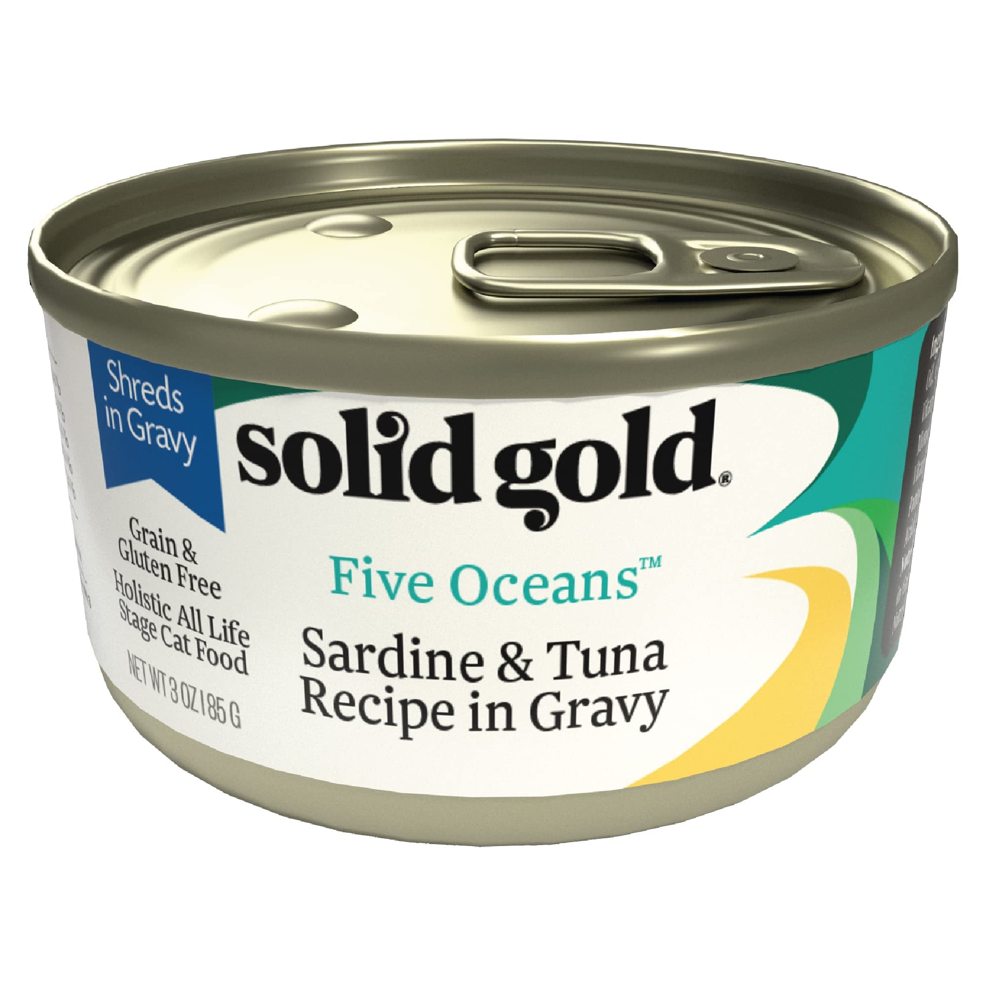 Solid Gold Five Oceans Sardines and Tuna Recipe in Gravy Canned Cat Food - 3 Oz - Case of 24  