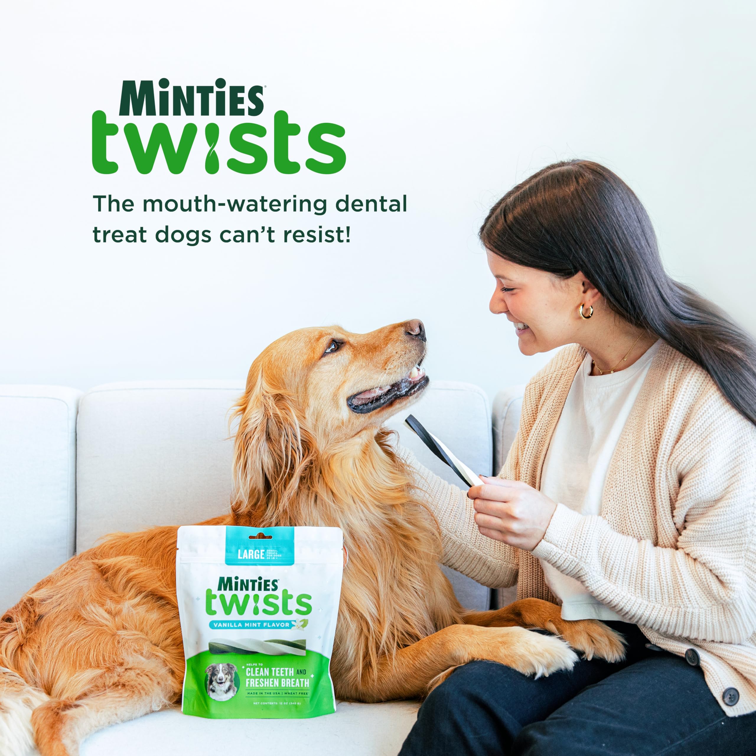VETIQ Minties Peppermint Flavored Bone Dental Dog Chews Treats - Tiny/Small - 16 Oz  