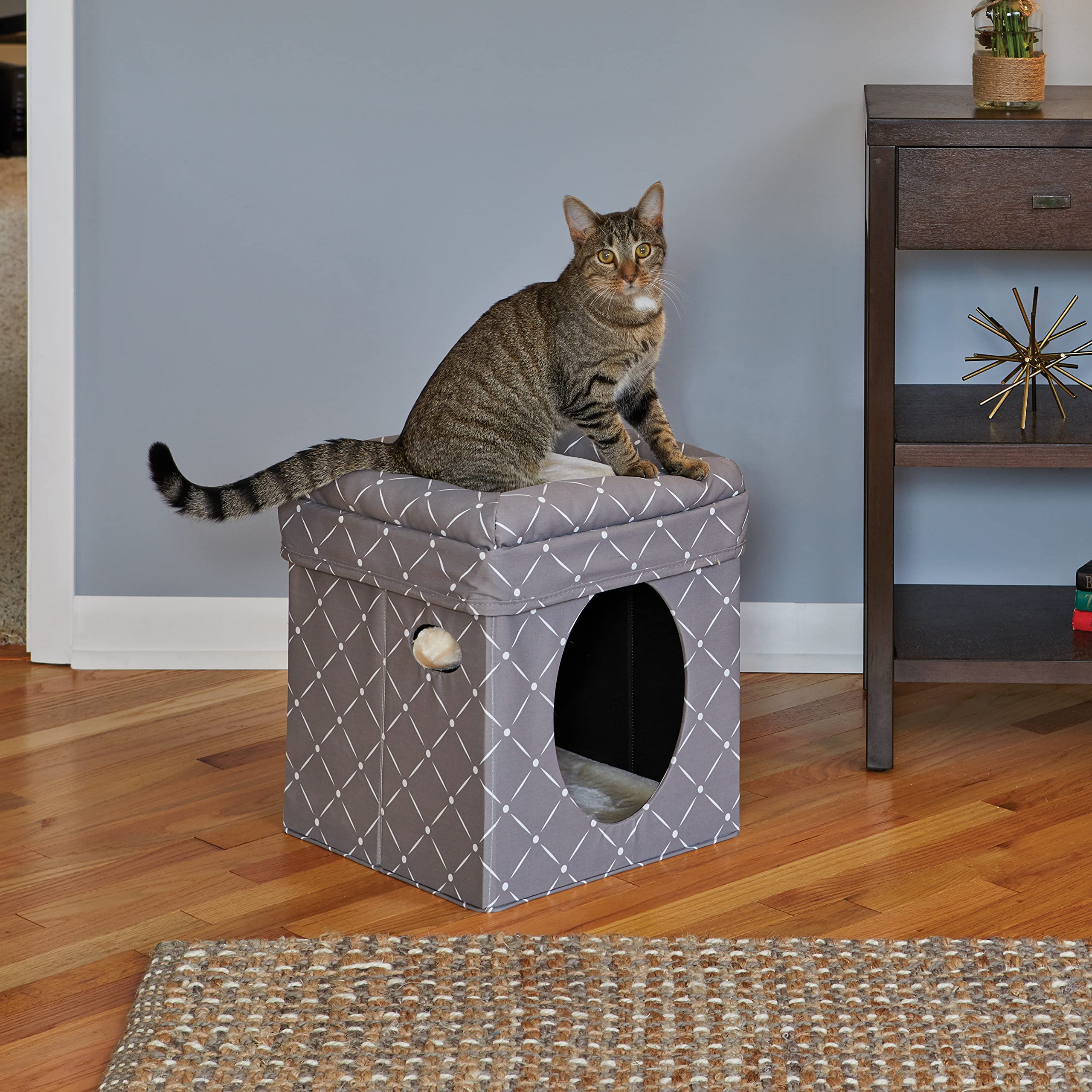 Midwest Curious Mushroom Cube Condo Cat Furniture - Gray - 16.5