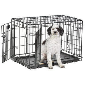 Midwest Contour Metal Folding Double Door Dog Crate - 30" X 19" X 21" Inches