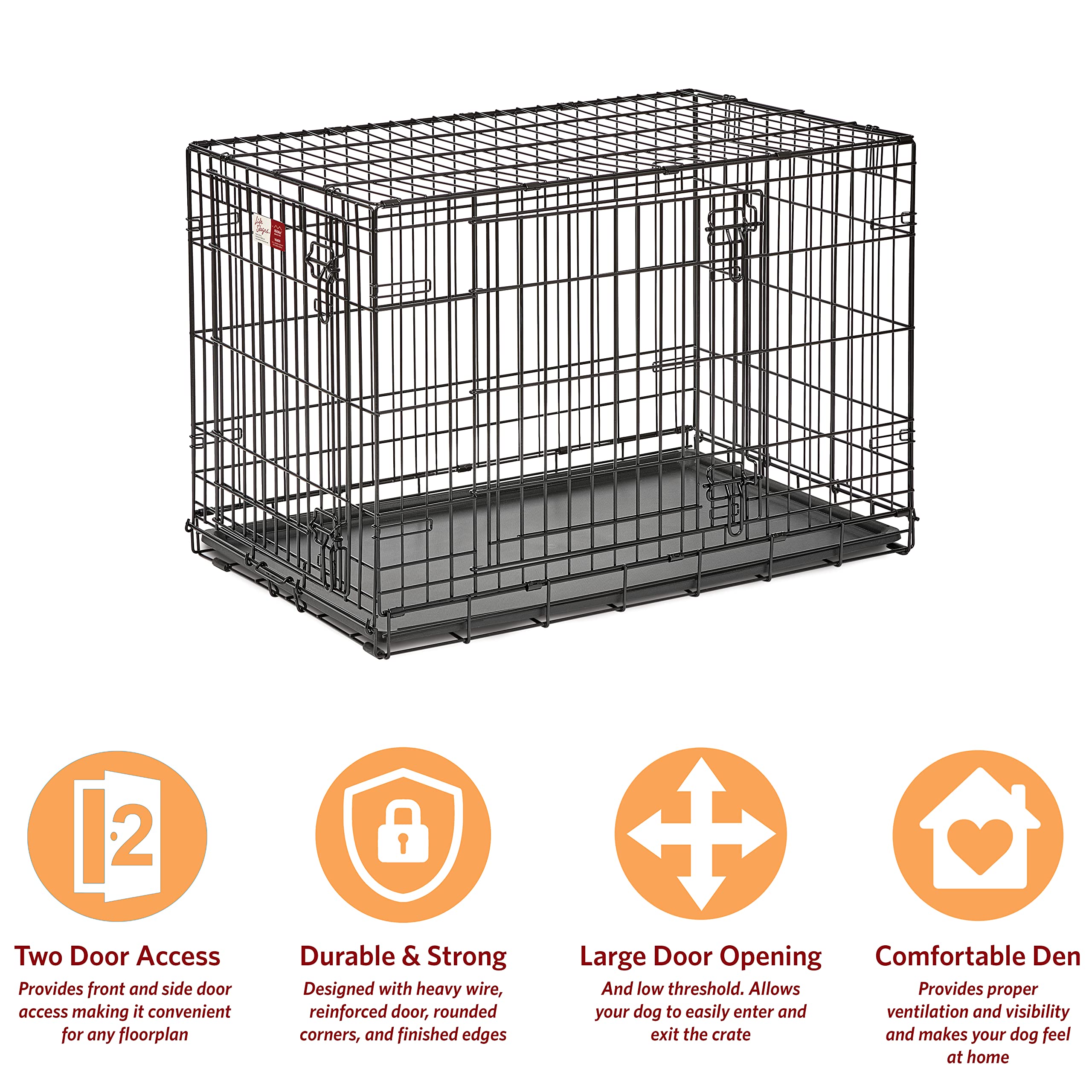 Midwest I-Crate Single Door Metal Folding Dog Crate with Divider Panel - 36