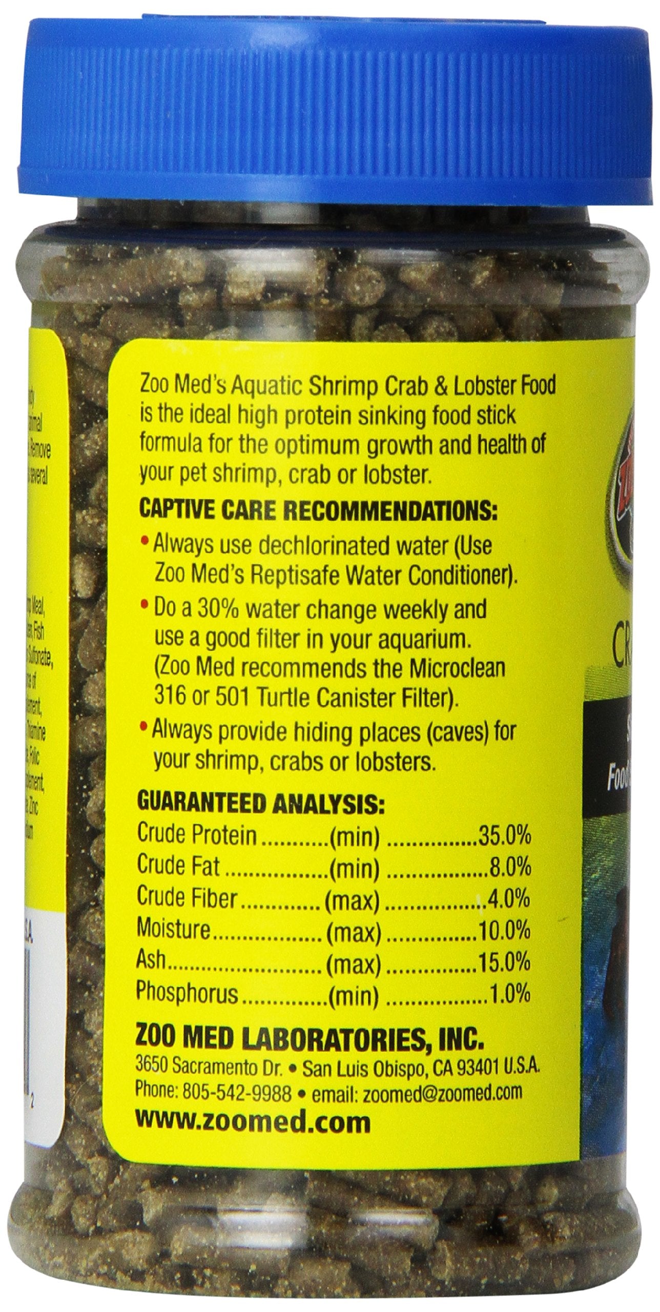 Zoo Med Laboratories Aquatic Shrimp Crab and Lobster Dry Food - 2.5 Oz  