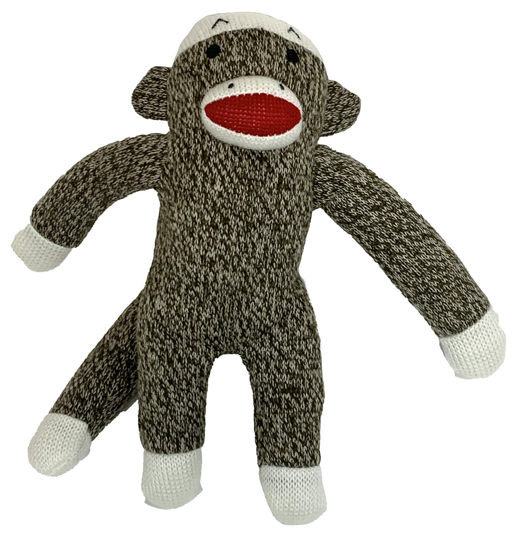 Multipet Sock Pals Monkey Squeak and Plush Dog Toy - Small - 10" Inches  